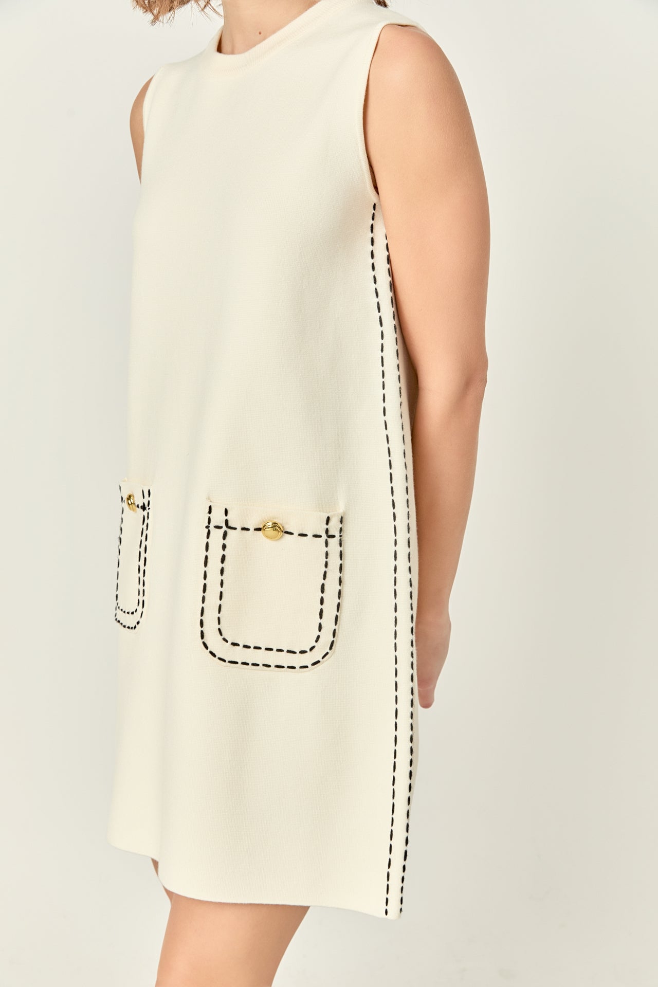ENGLISH FACTORY - Stitch Detail Knit Mini Dress - DRESSES available at Objectrare