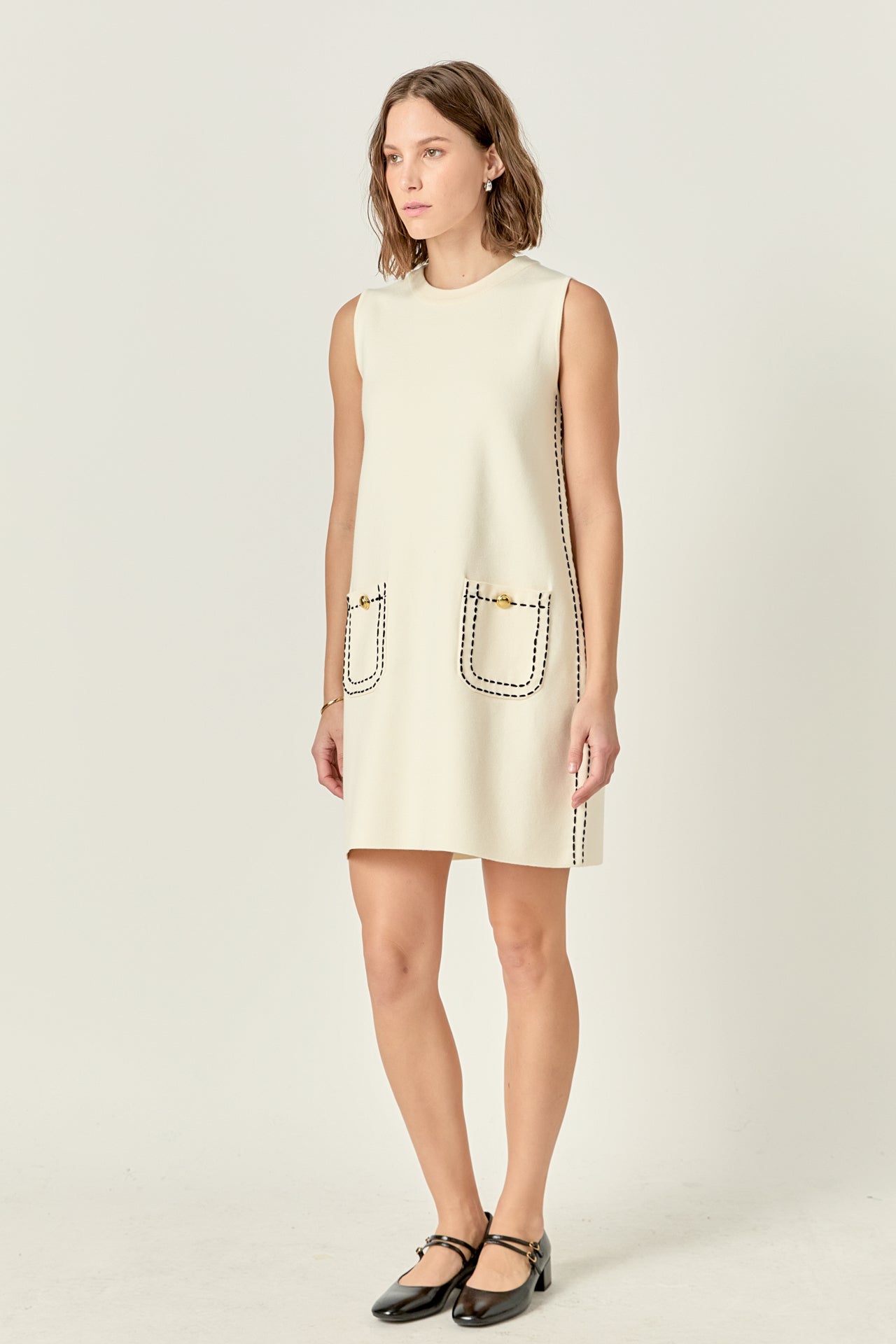 ENGLISH FACTORY - Stitch Detail Knit Mini Dress - DRESSES available at Objectrare