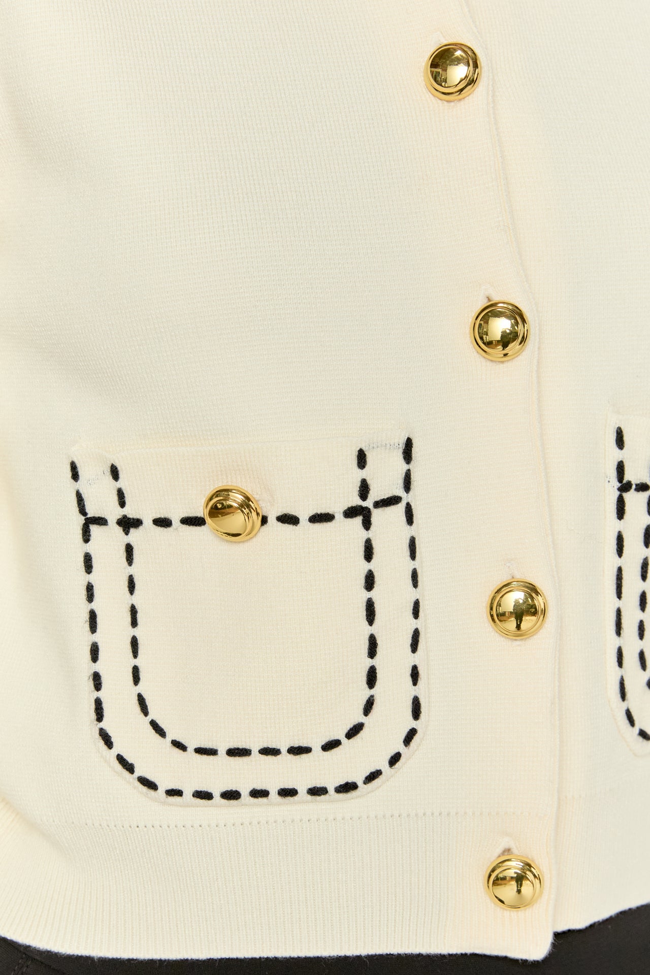 ENGLISH FACTORY - Stitch Detail Puff Sleeve Cardigan - SWEATERS & KNITS available at Objectrare