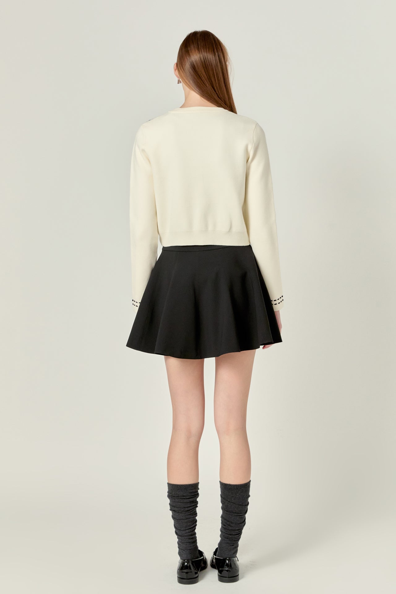 ENGLISH FACTORY - Stitch Detail Puff Sleeve Cardigan - SWEATERS & KNITS available at Objectrare