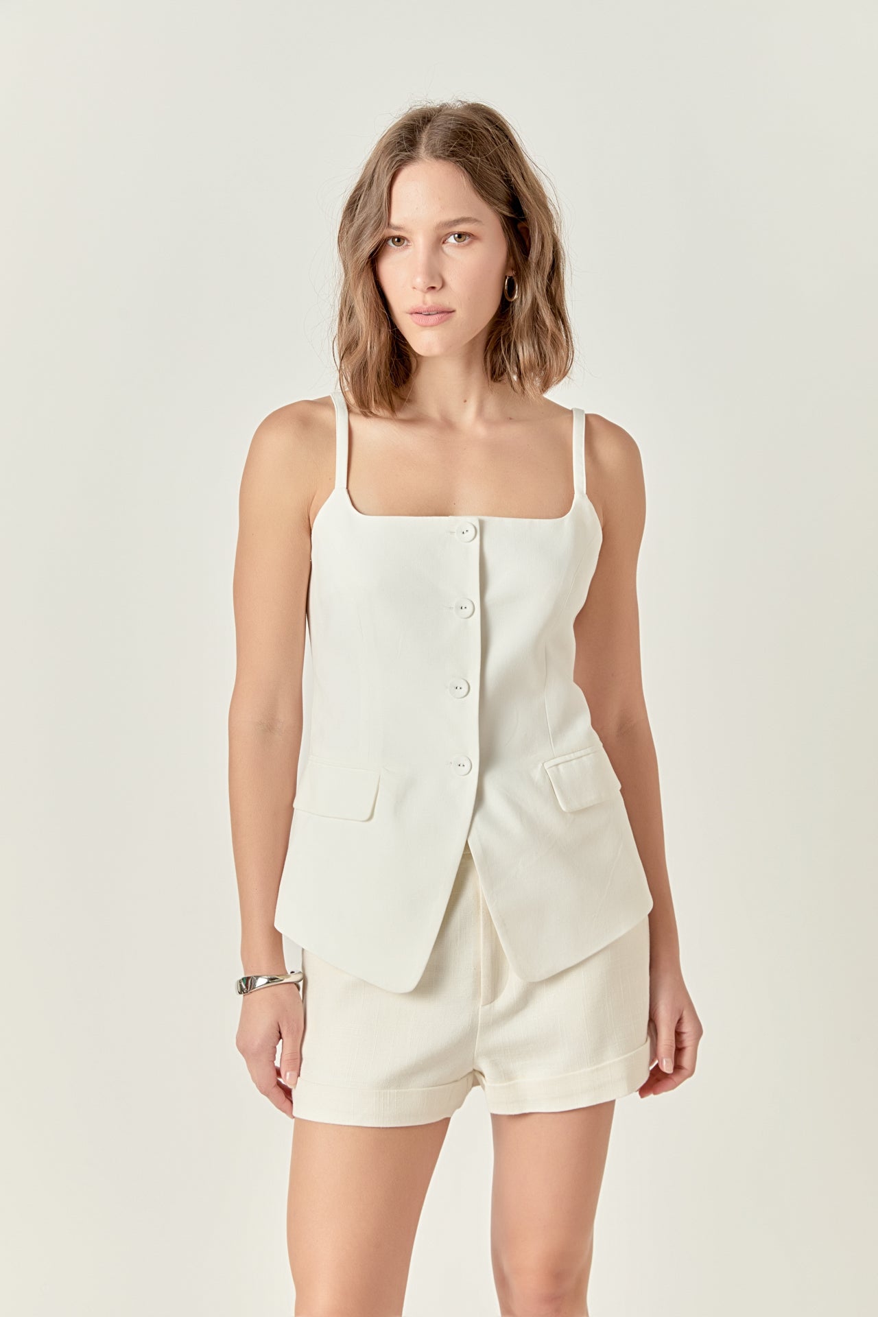 ENGLISH FACTORY - Linen Sleeveless Vest - TOPS available at Objectrare