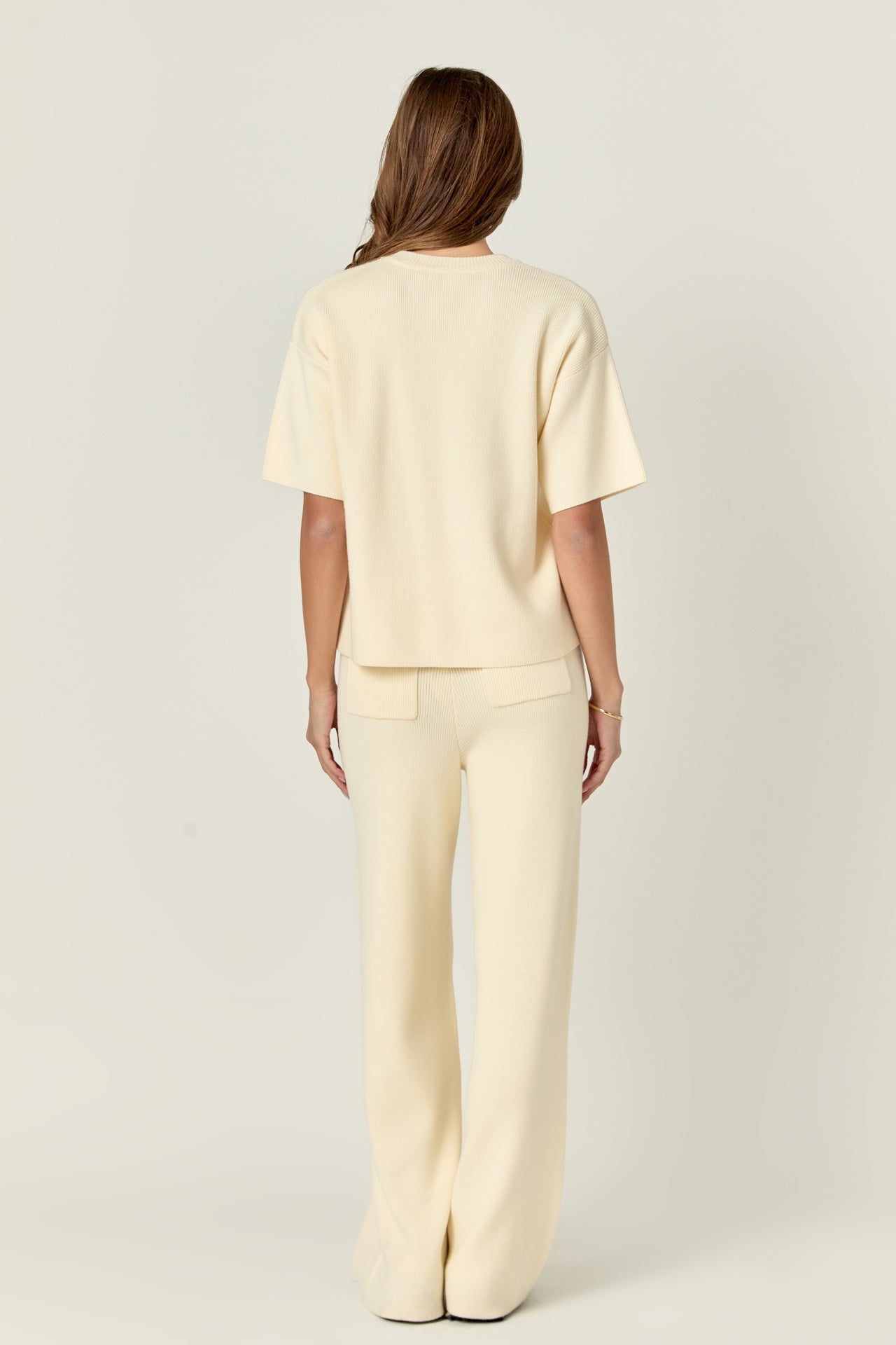 Collar Knit Half Sleeves Top