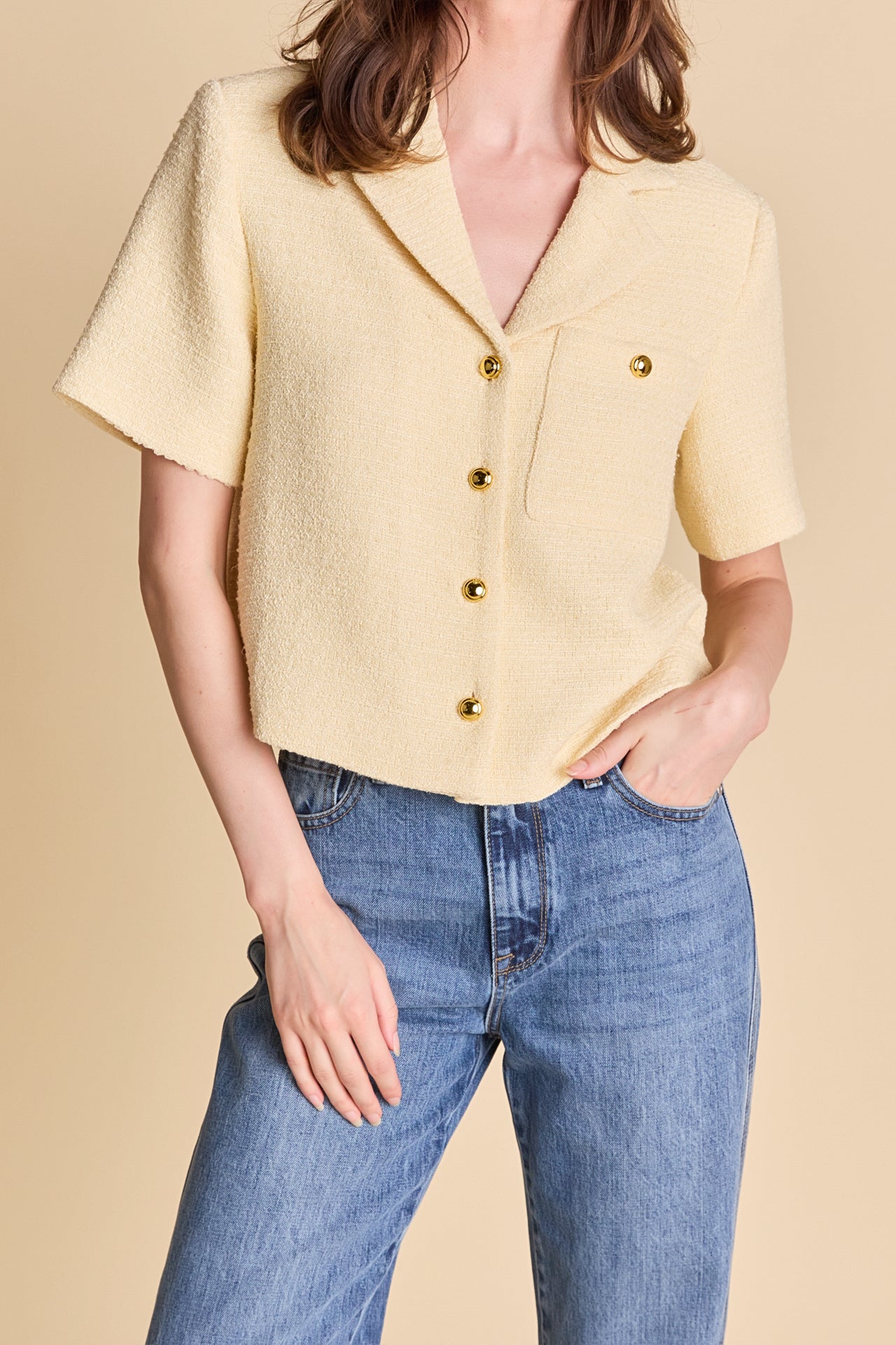 ENGLISH FACTORY - Tweed Short Sleeve Shirt - SHIRTS & BLOUSES available at Objectrare