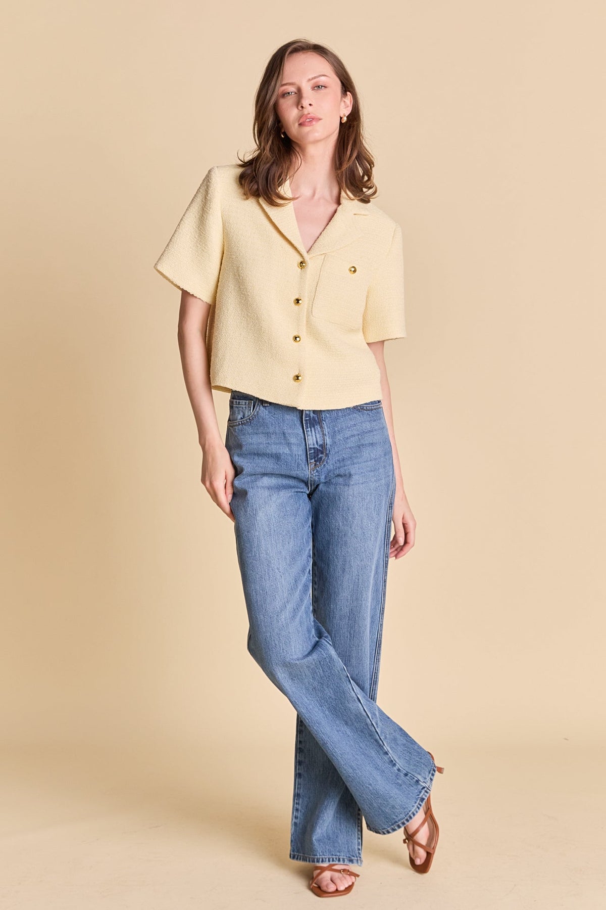 ENGLISH FACTORY - Tweed Short Sleeve Shirt - BLOUSES available at Objectrare