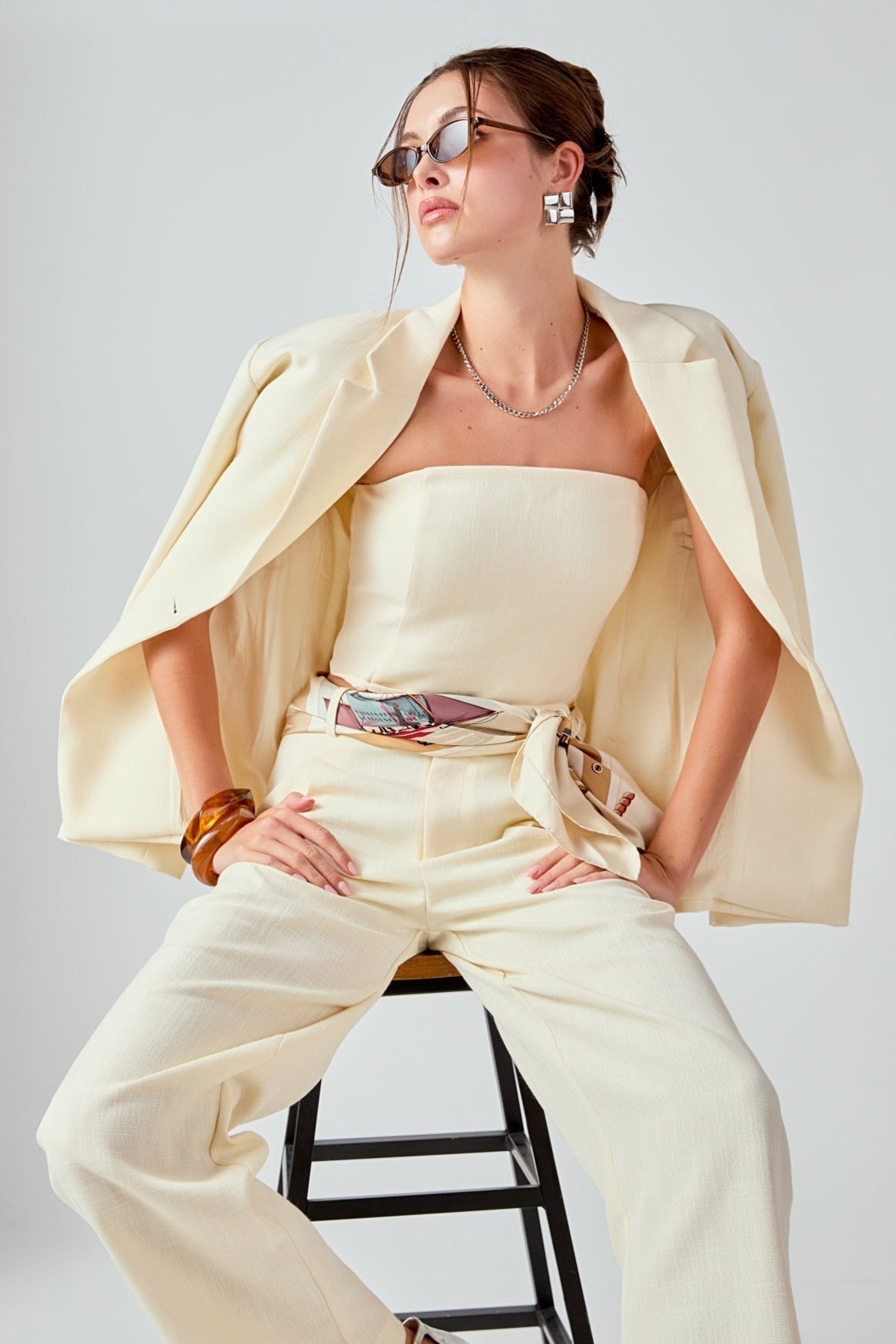 ENDLESS ROSE - Ashton Fitted Long Sleeve Buttoned Linen Jacket - JACKETS available at Objectrare