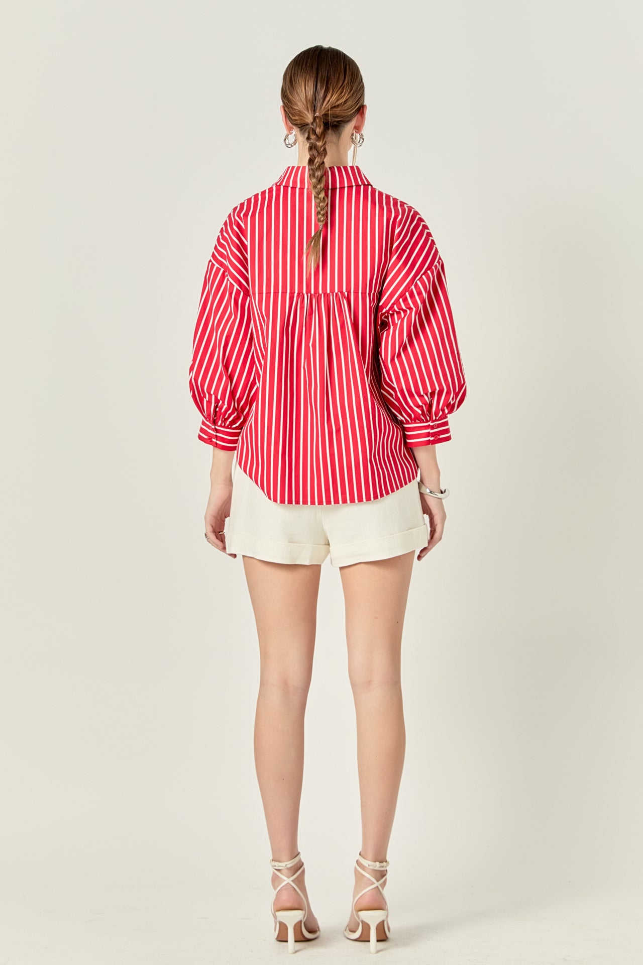 ENGLISH FACTORY - Stripe Balloon Sleeve Shirt - TOPS available at Objectrare