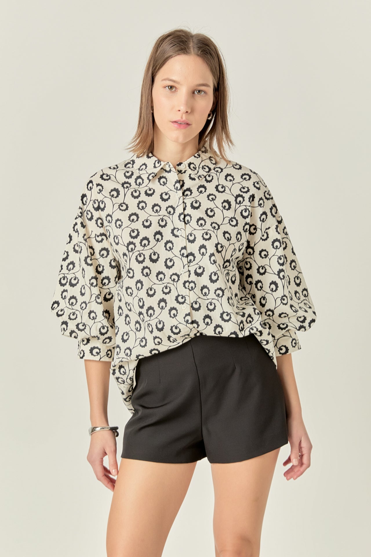 ENGLISH FACTORY - Floral Balloon Sleeve Shirt - TOPS available at Objectrare