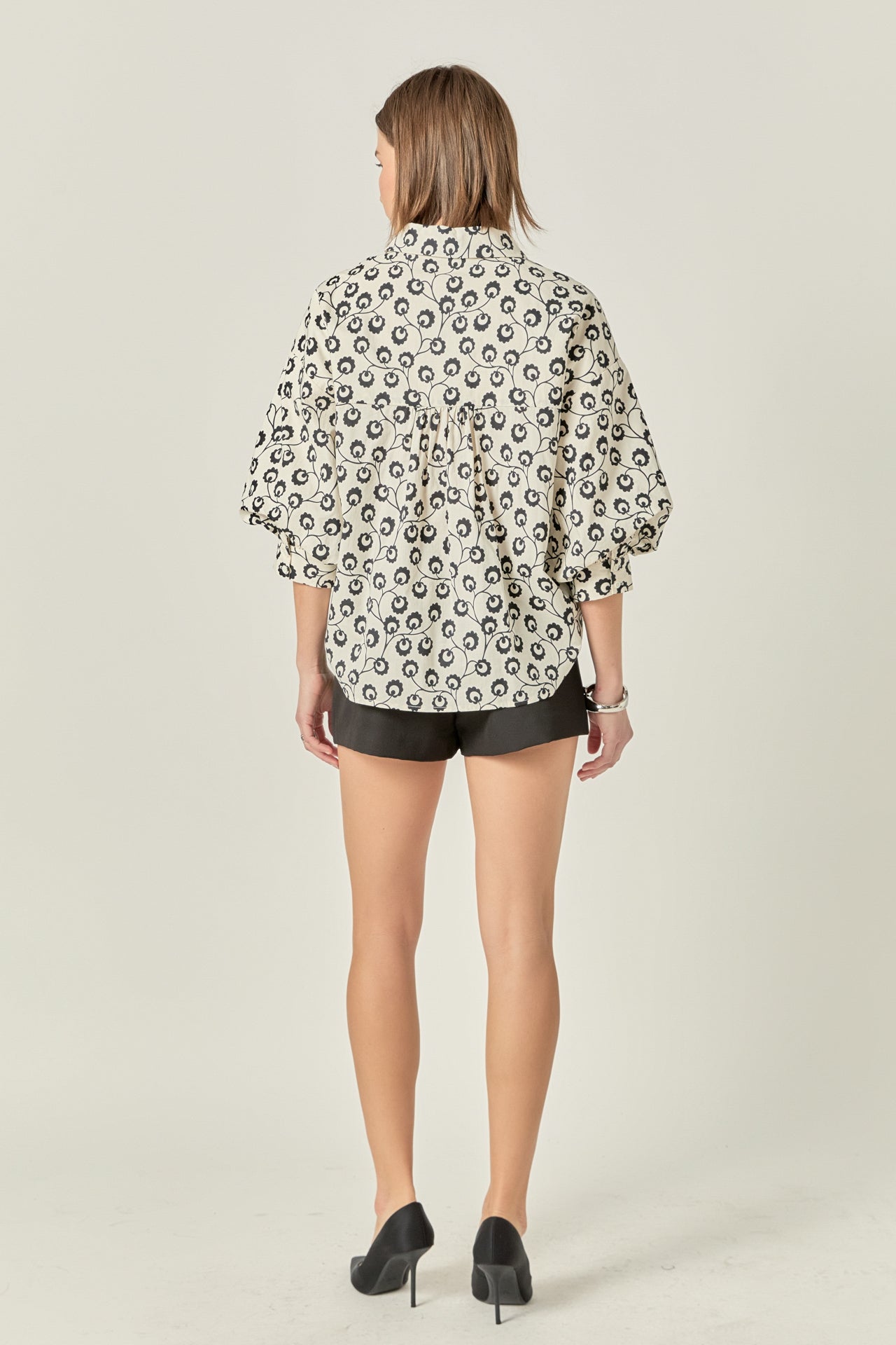 ENGLISH FACTORY - Floral Balloon Sleeve Shirt - TOPS available at Objectrare