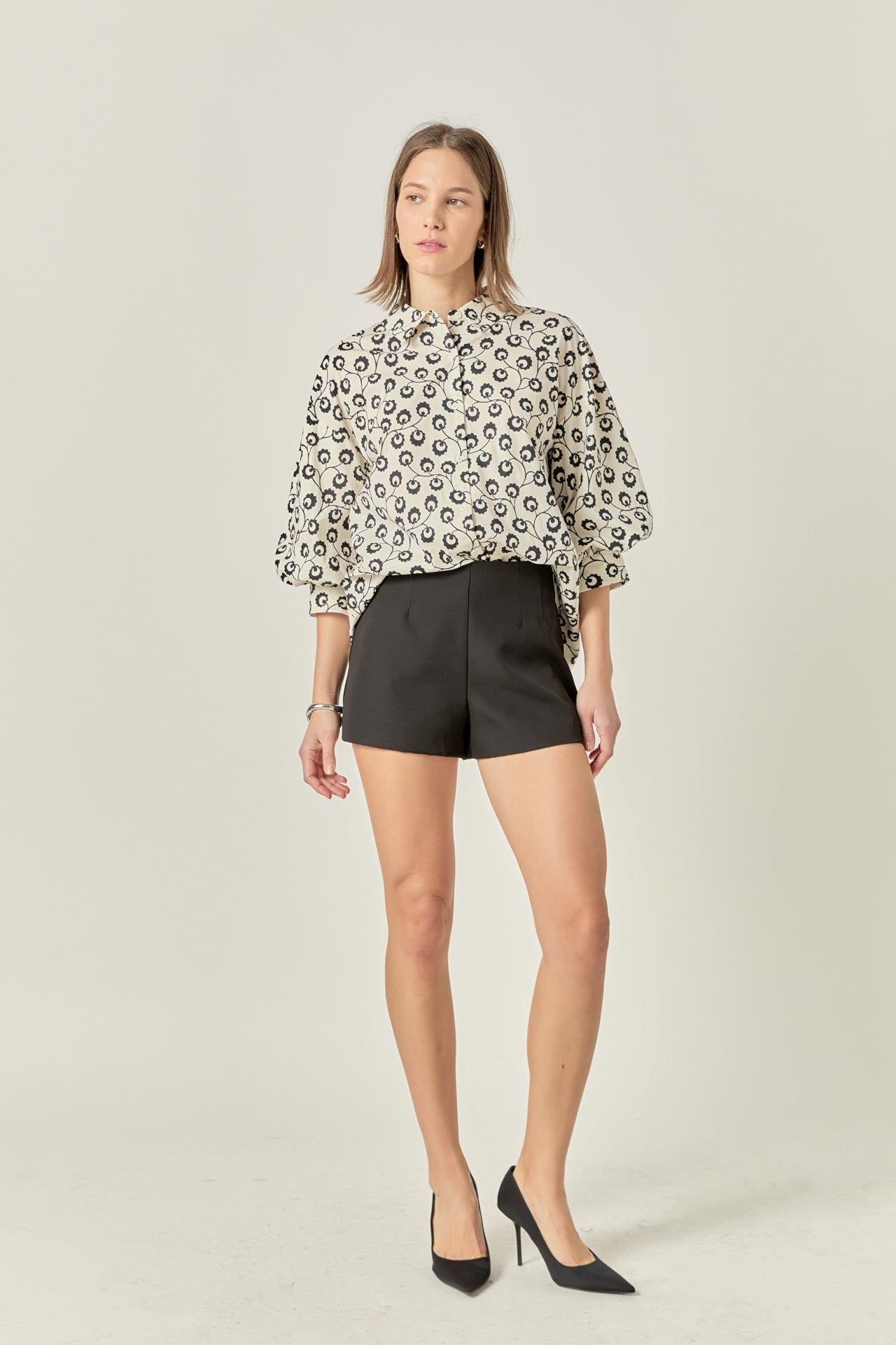 ENGLISH FACTORY - Floral Balloon Sleeve Shirt - TOPS available at Objectrare