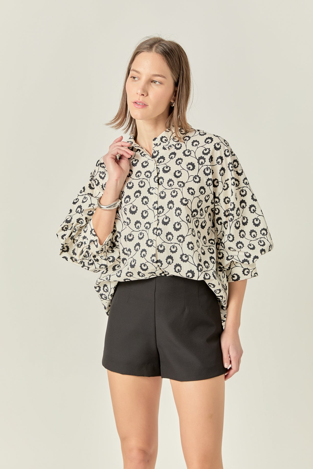 ENGLISH FACTORY - Floral Balloon Sleeve Shirt - TOPS available at Objectrare
