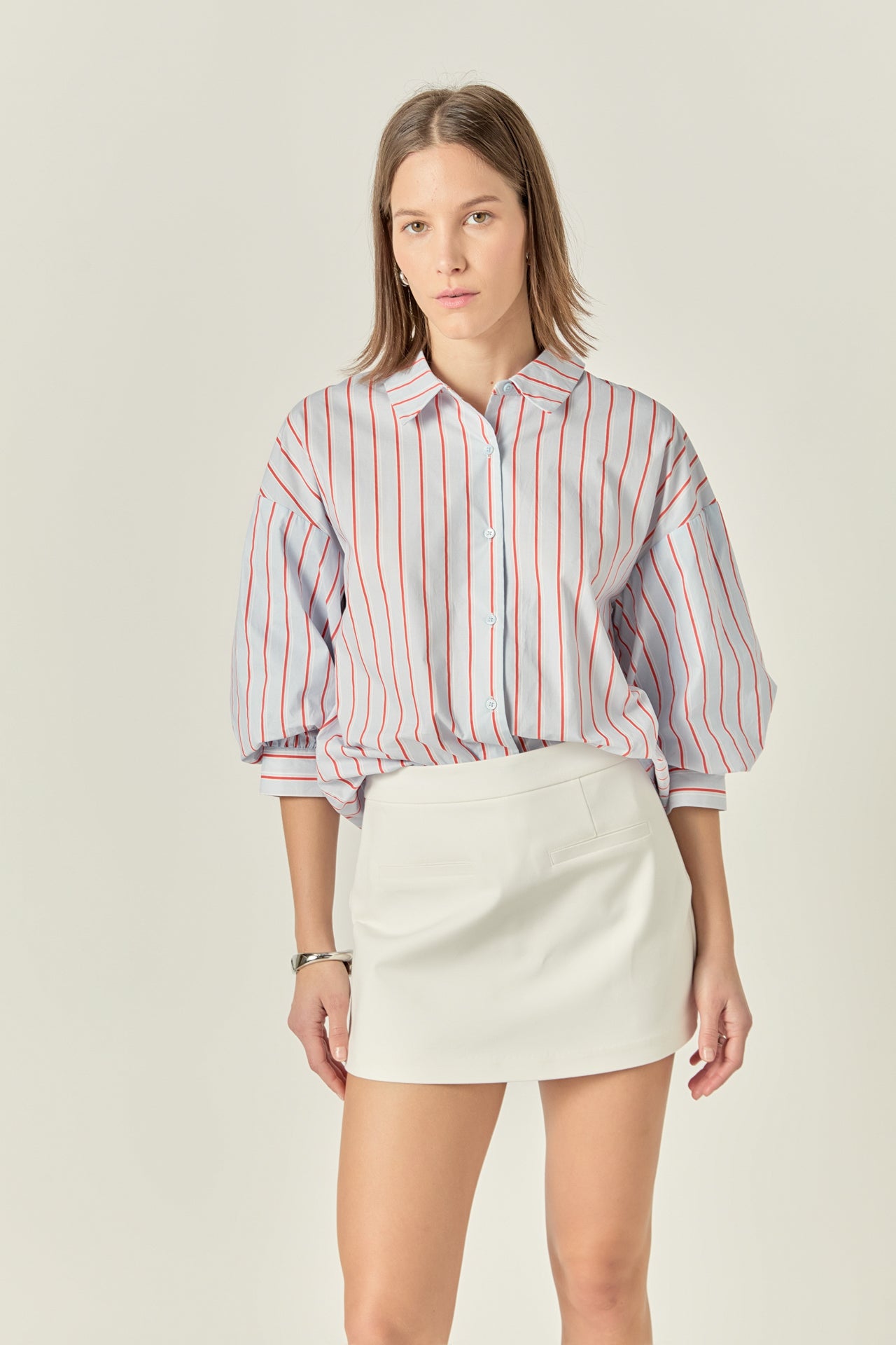 ENGLISH FACTORY - Stripe Balloon Sleeve Shirt - TOPS available at Objectrare