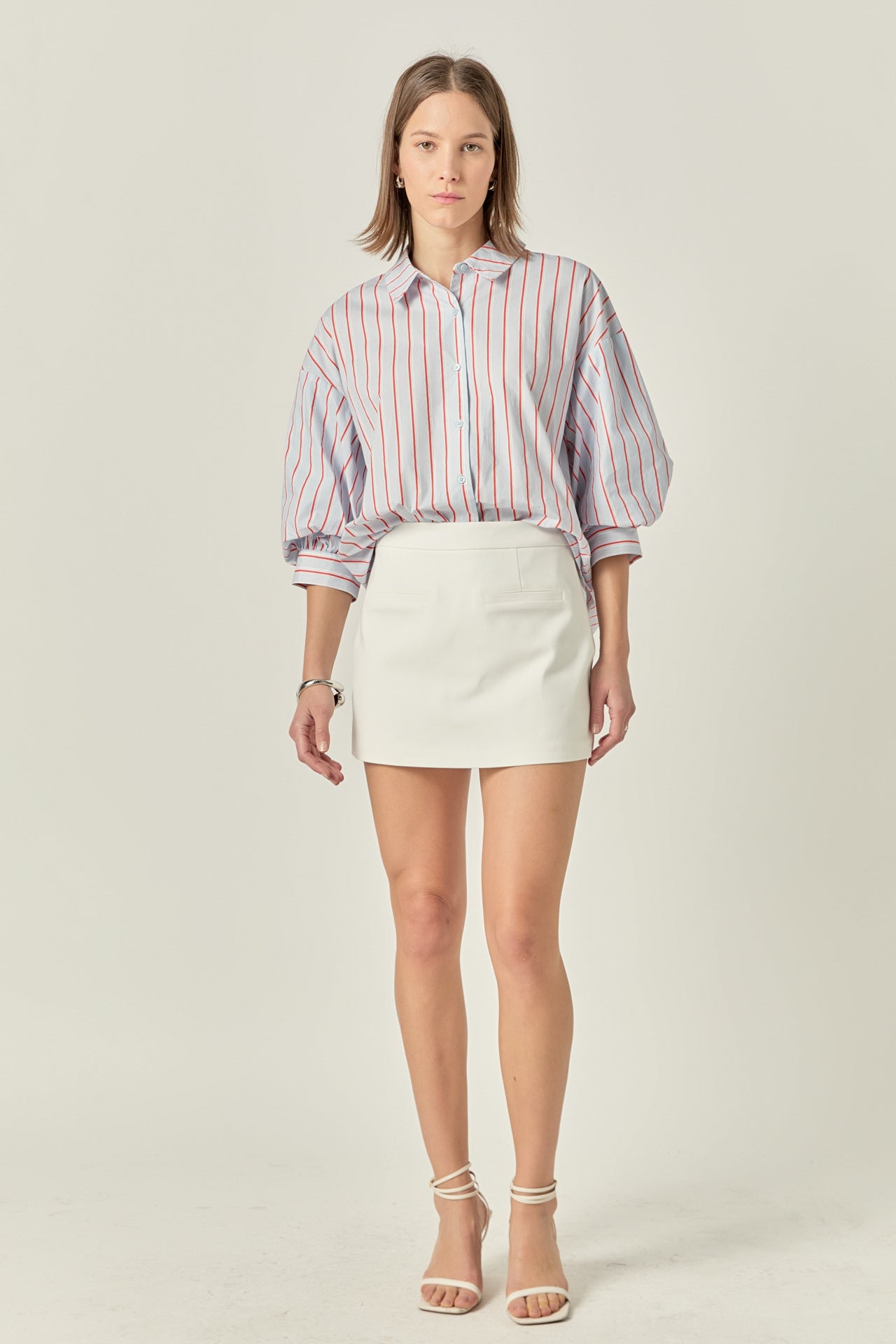 ENGLISH FACTORY - Stripe Balloon Sleeve Shirt - TOPS available at Objectrare