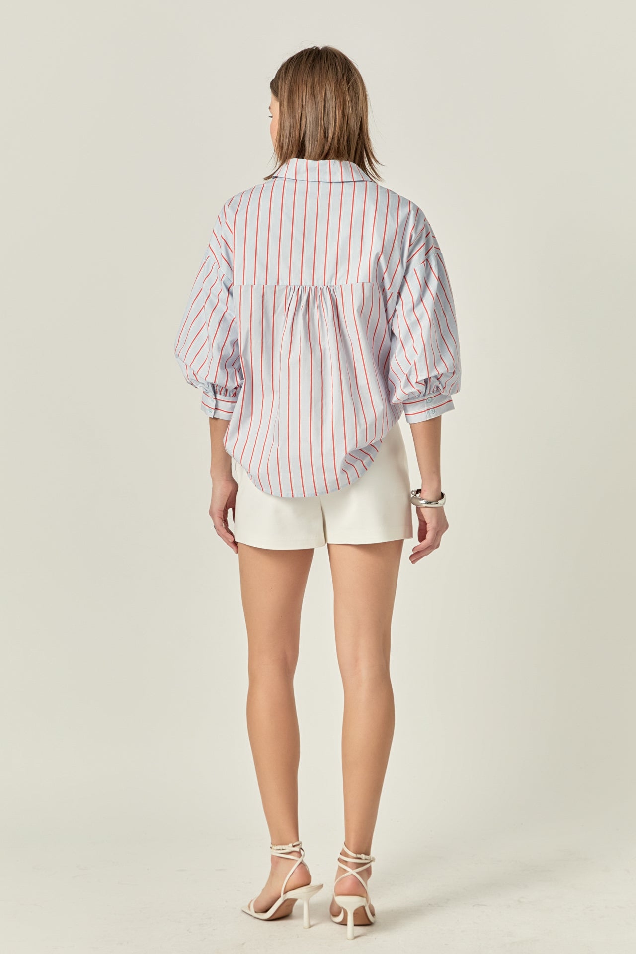 ENGLISH FACTORY - Stripe Balloon Sleeve Shirt - TOPS available at Objectrare