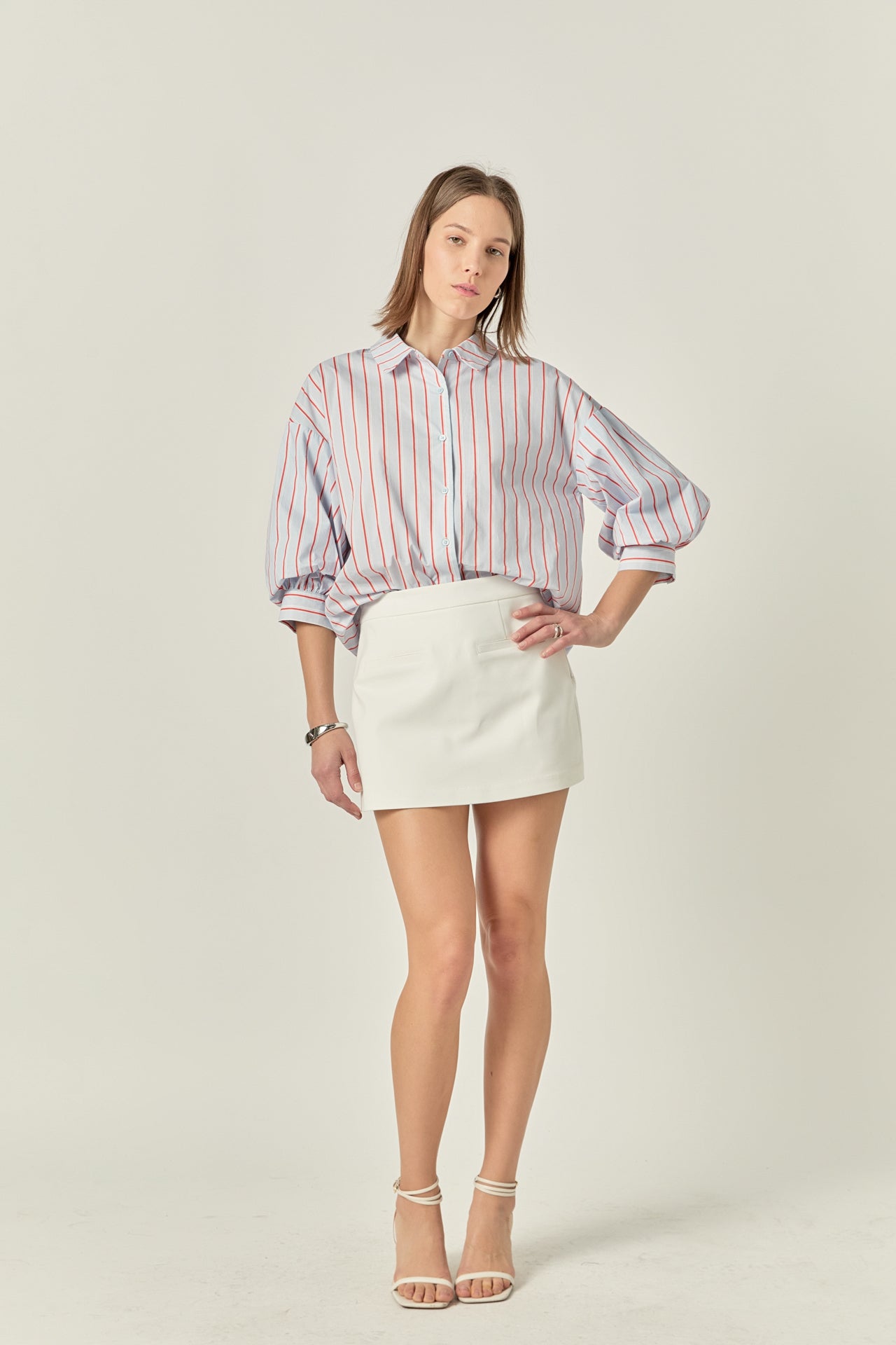 ENGLISH FACTORY - Stripe Balloon Sleeve Shirt - TOPS available at Objectrare