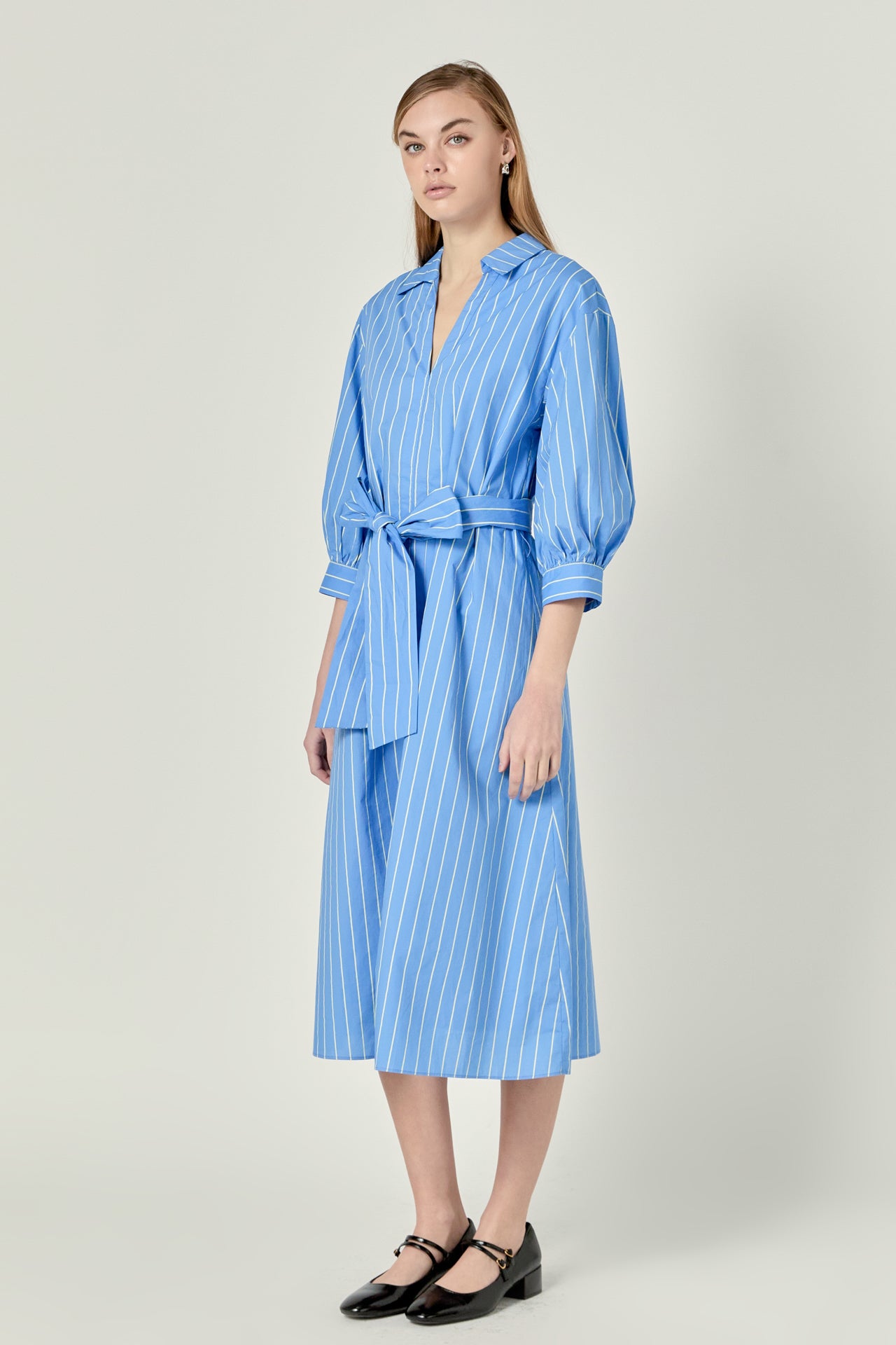 ENGLISH FACTORY - Print Blouson Sleeve Shirt Midi Dress - DRESSES available at Objectrare