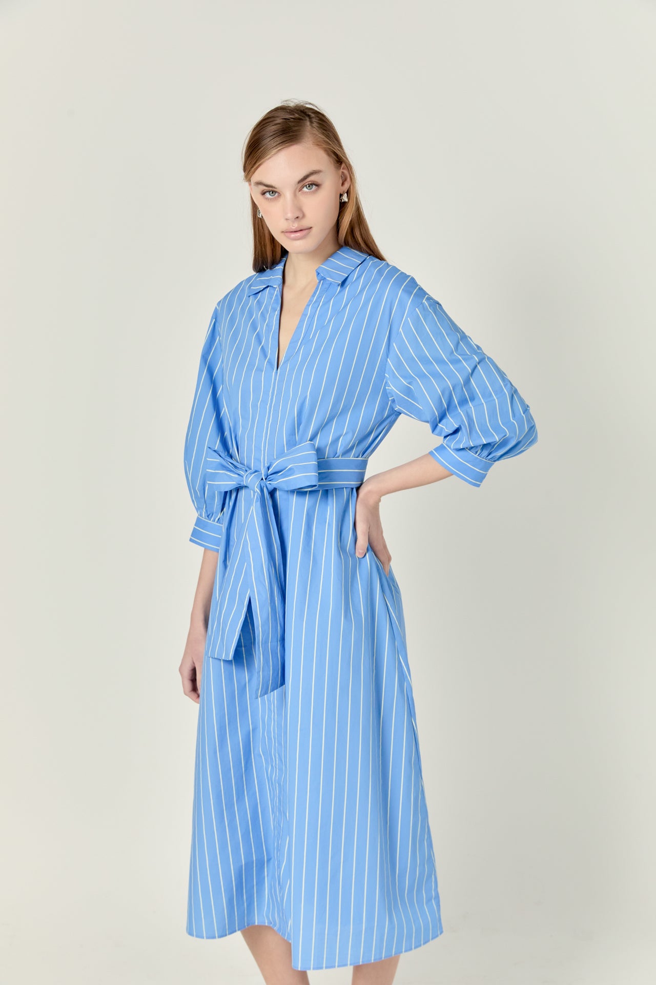 ENGLISH FACTORY - Print Blouson Sleeve Shirt Midi Dress - DRESSES available at Objectrare