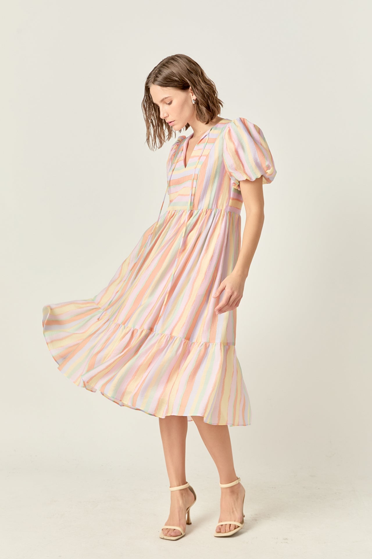 Rainbow Blouson Maxi Dress