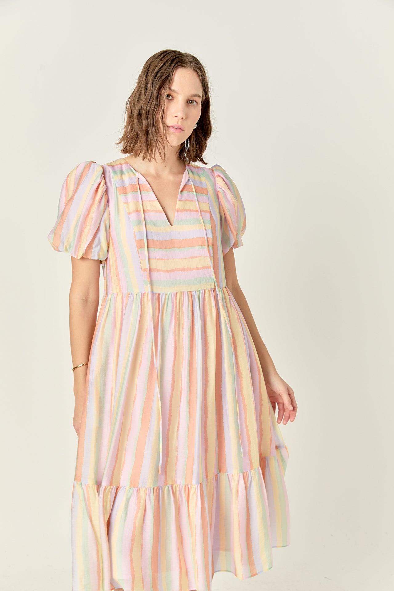ENGLISH FACTORY - Rainbow Blouson Maxi Dress - DRESSES available at Objectrare