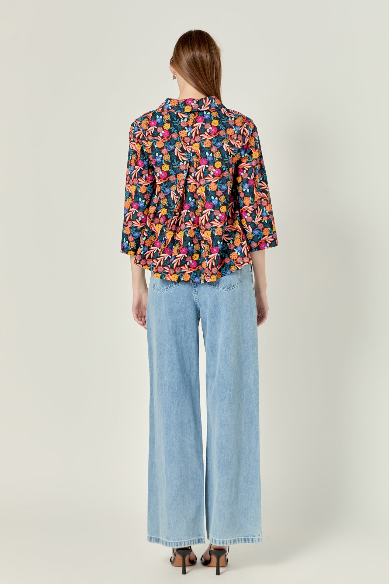 ENGLISH FACTORY - Print A-Line Kaftan Collar Top - TOPS available at Objectrare