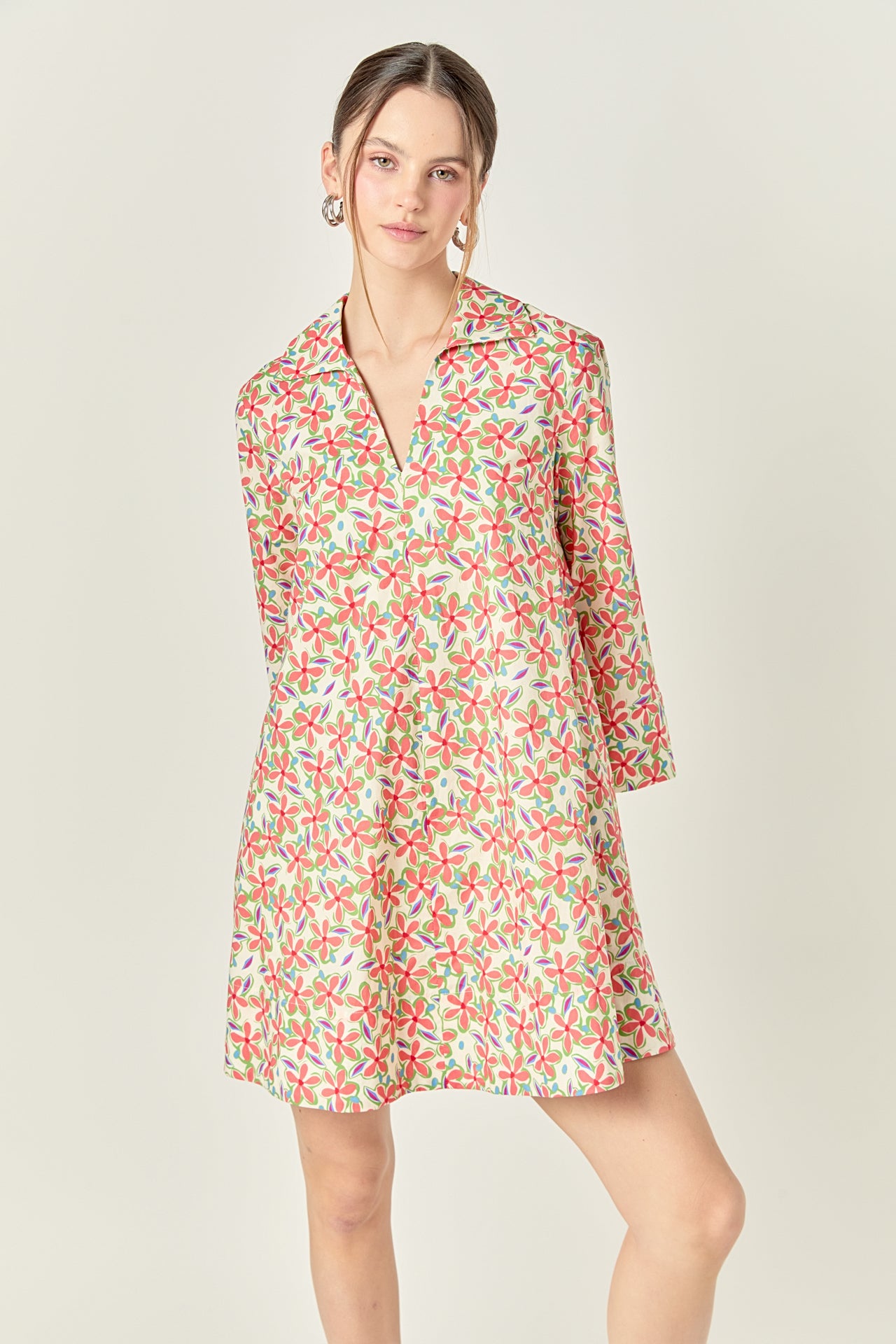 ENGLISH FACTORY - Print A-Line Kaftan Collar Dress - DRESSES available at Objectrare