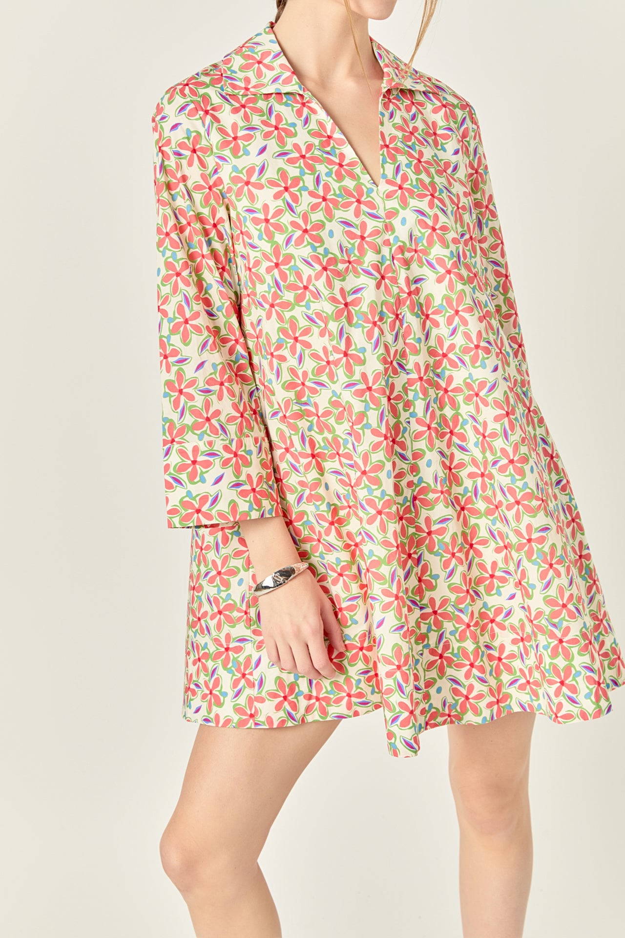 ENGLISH FACTORY - Print A-Line Kaftan Collar Dress - DRESSES available at Objectrare