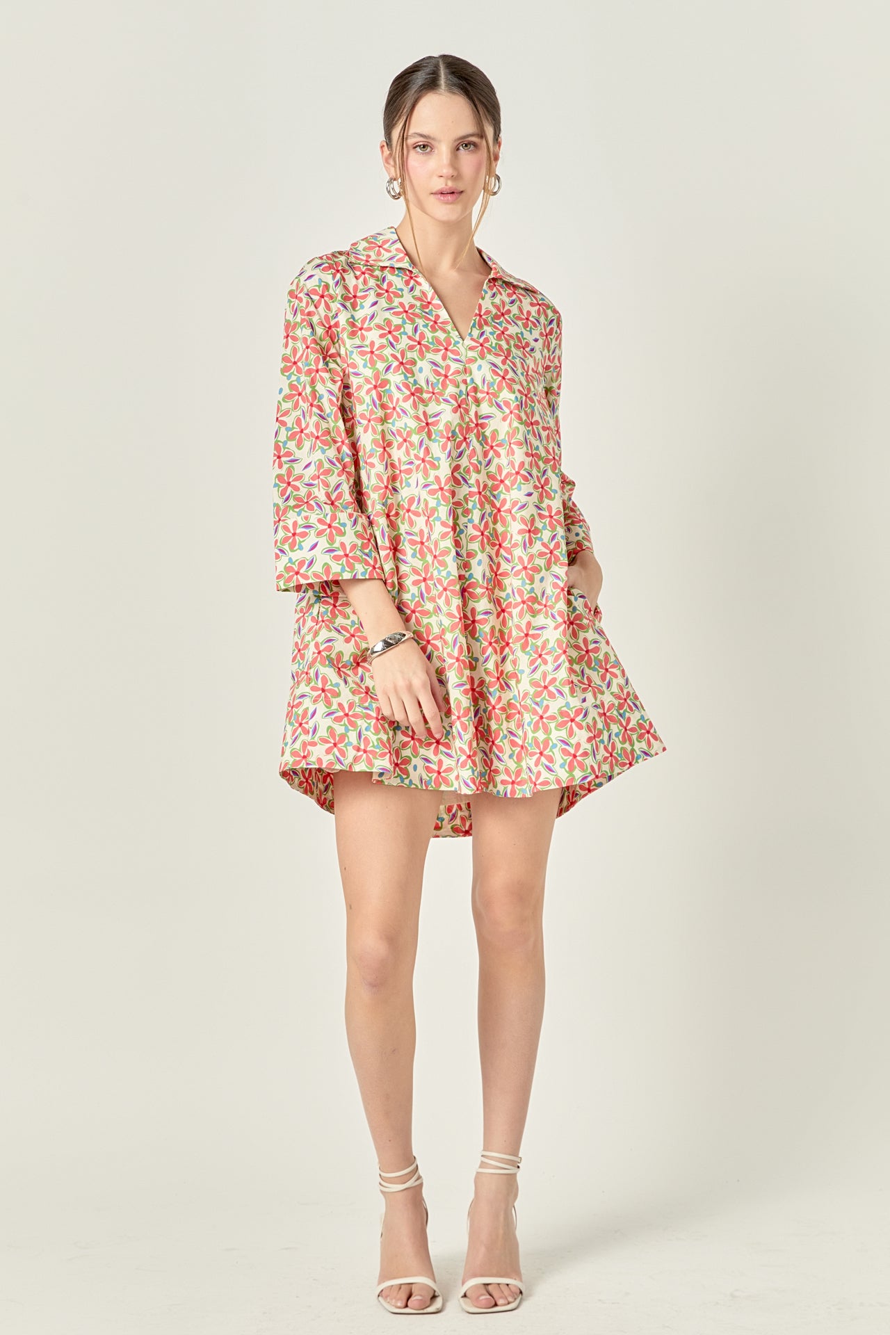 ENGLISH FACTORY - Print A-Line Kaftan Collar Dress - DRESSES available at Objectrare