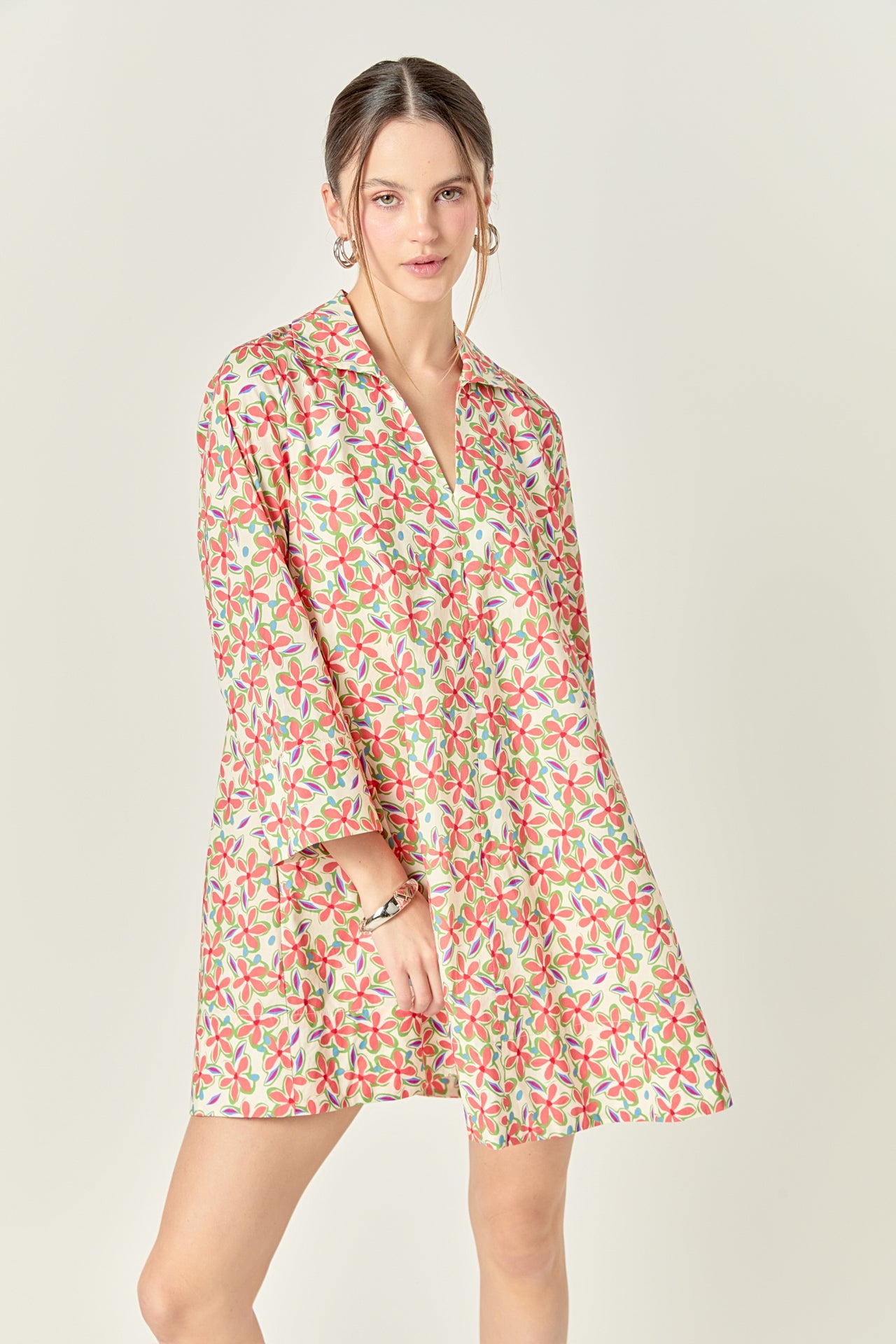 ENGLISH FACTORY - Print A-Line Kaftan Collar Dress - DRESSES available at Objectrare