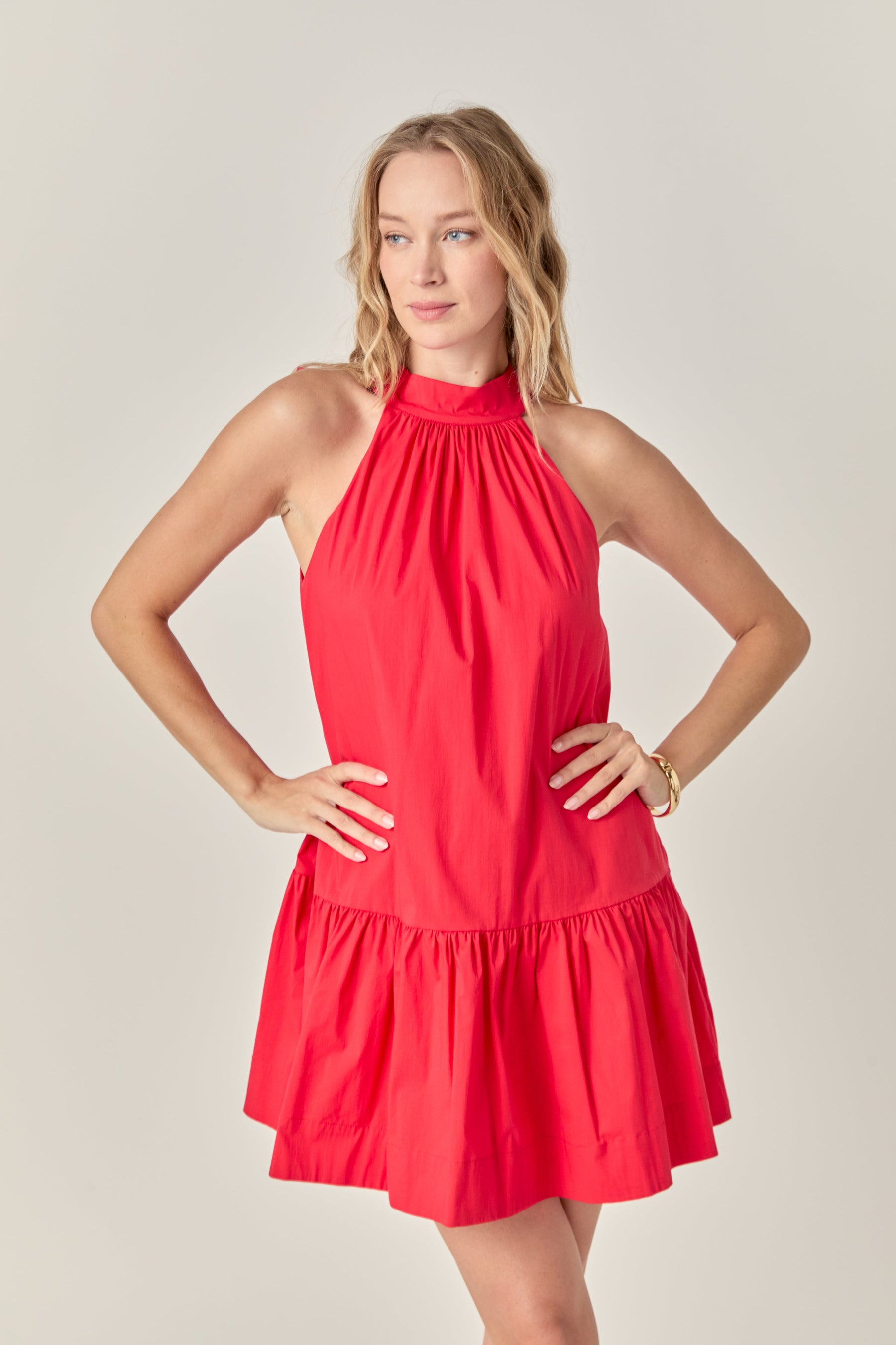 ENGLISH FACTORY - High Neck Ruffle Hem Mini Dress - DRESSES available at Objectrare