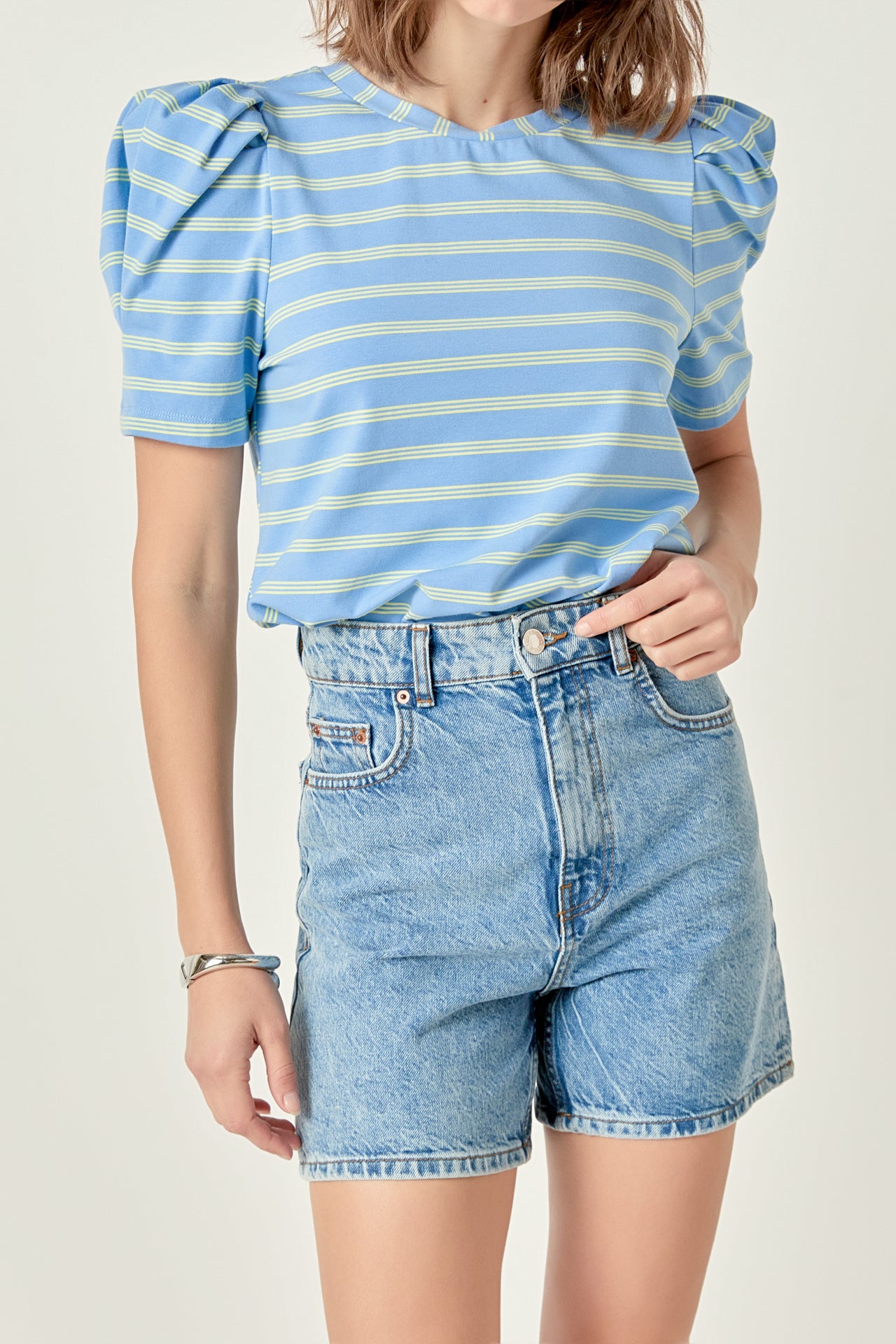 ENGLISH FACTORY - Stripe Knit Shirt Top - TOPS available at Objectrare