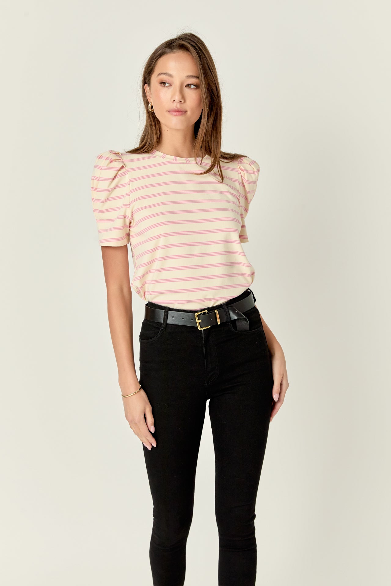 ENGLISH FACTORY - Stripe Knit Shirt Top - TOPS available at Objectrare