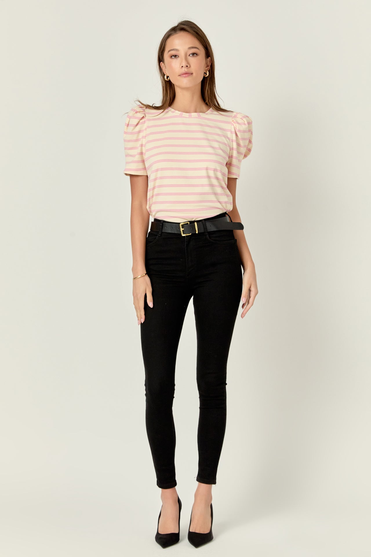 ENGLISH FACTORY - Stripe Knit Shirt Top - TOPS available at Objectrare