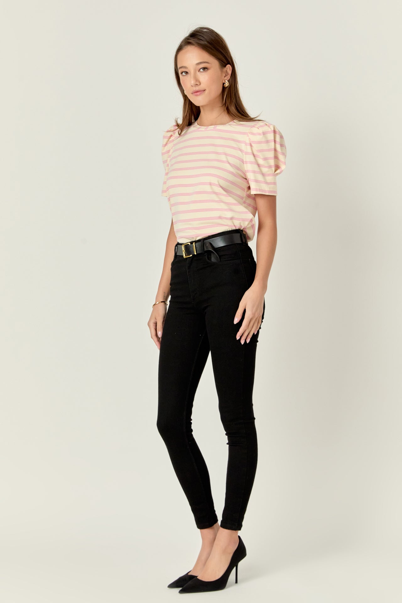 ENGLISH FACTORY - Stripe Knit Shirt Top - TOPS available at Objectrare
