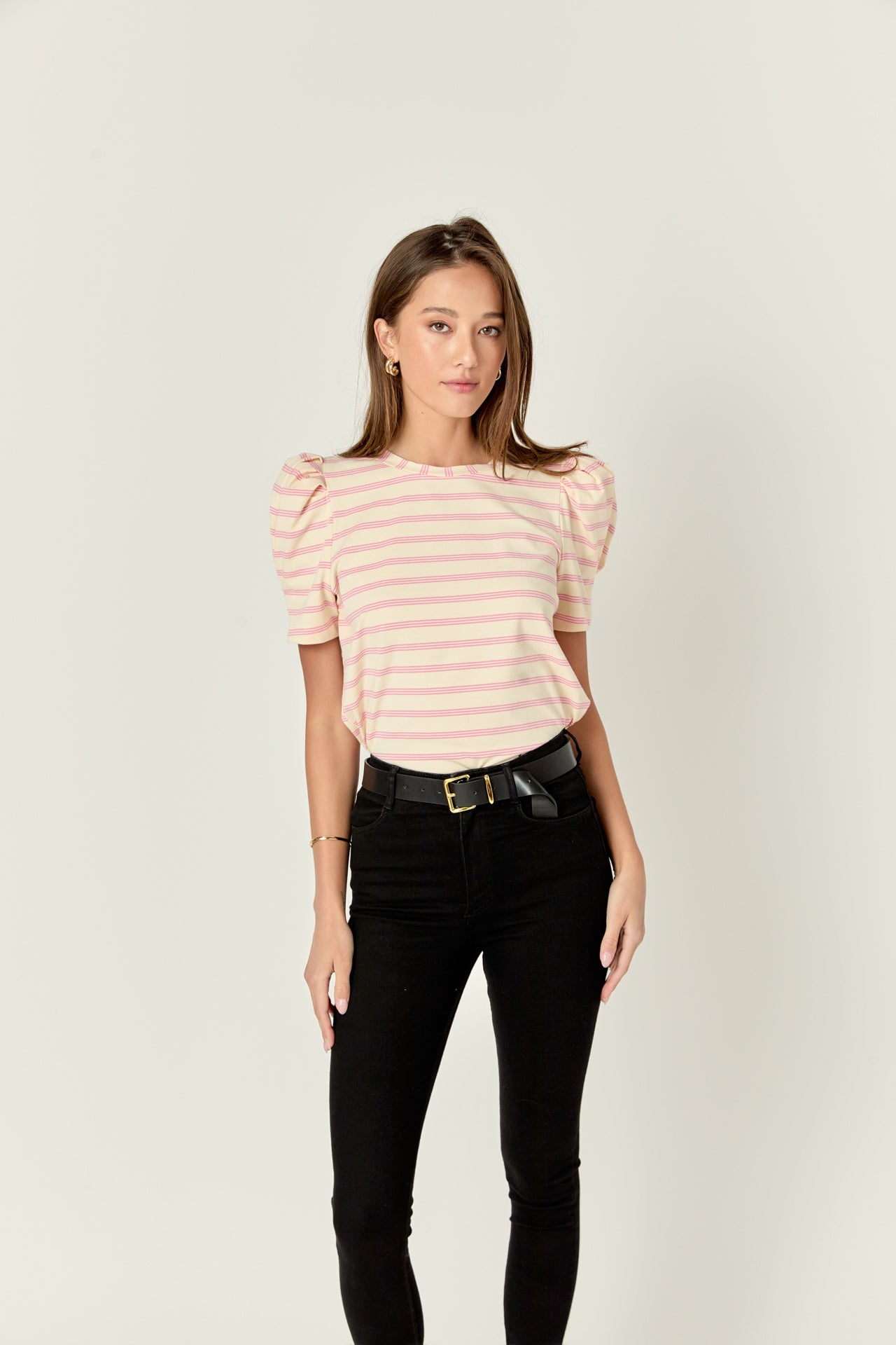 ENGLISH FACTORY - Stripe Knit Shirt Top - TOPS available at Objectrare