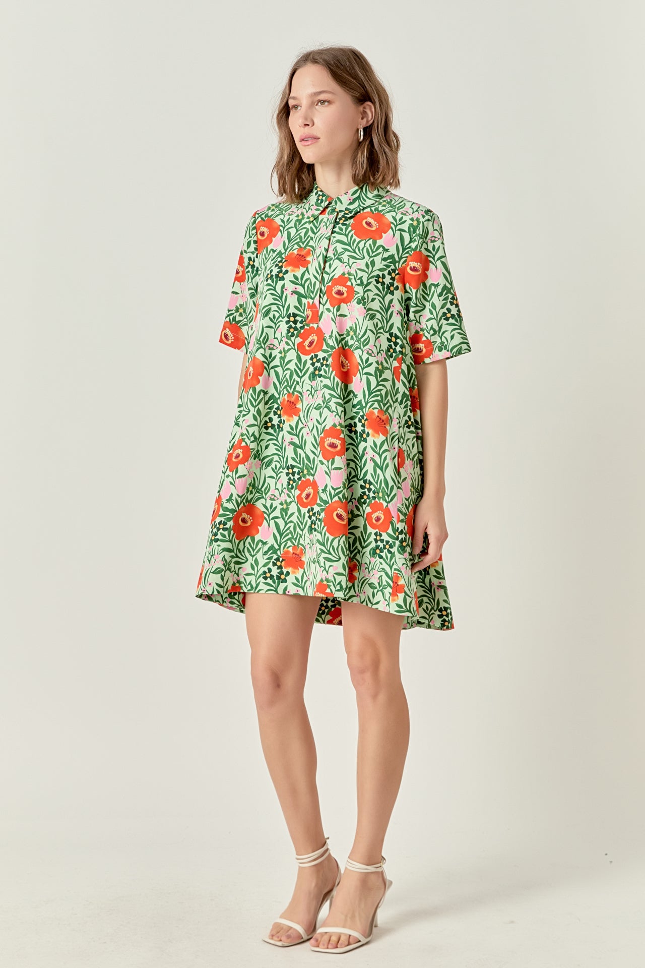ENGLISH FACTORY - A-Line Short Sleeve Shirt Dress - DRESSES available at Objectrare