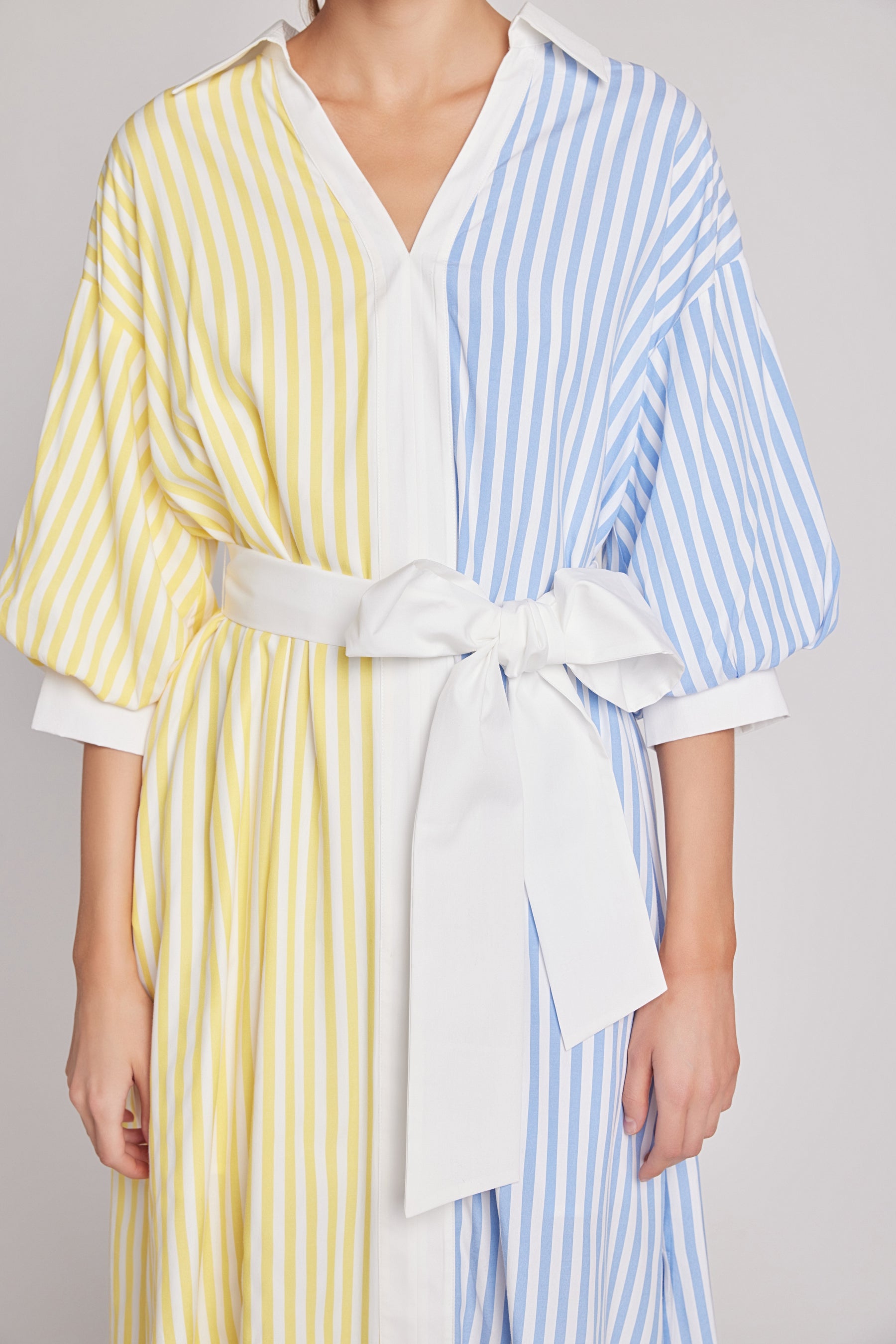 ENGLISH FACTORY - Blouson Sleeve Stripe Shirt Midi Dress - DRESSES available at Objectrare