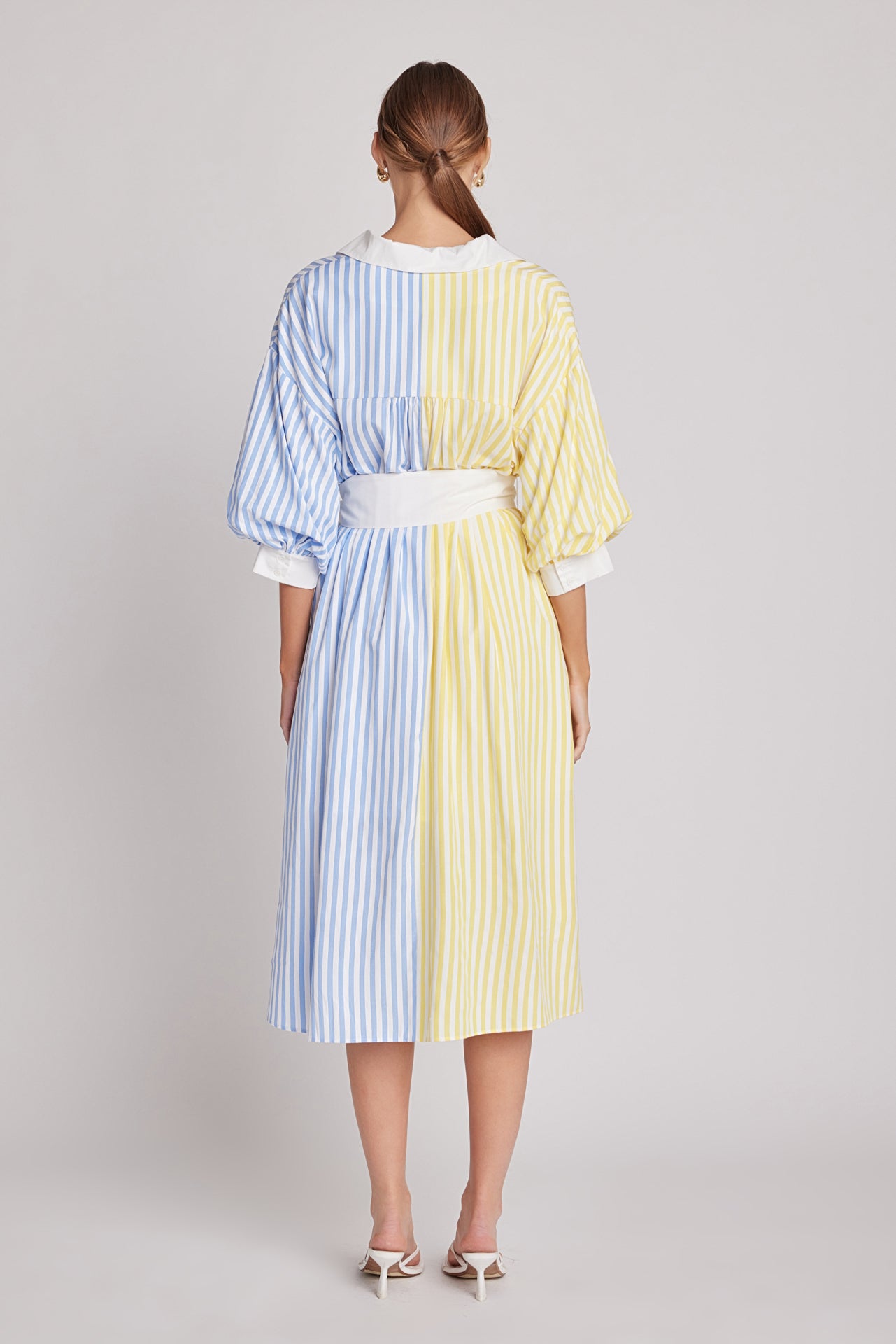 ENGLISH FACTORY - Blouson Sleeve Stripe Shirt Midi Dress - DRESSES available at Objectrare
