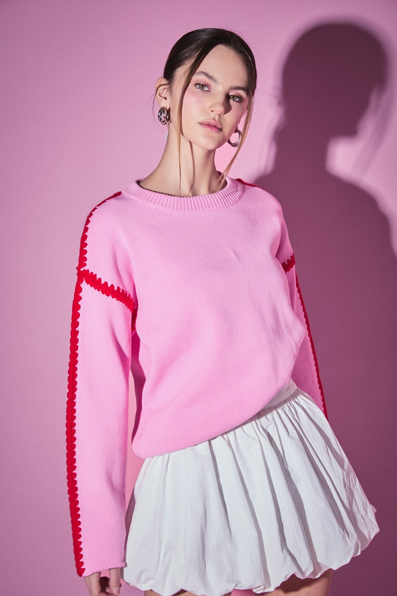 Stitch Detailed Crew Neck Knit