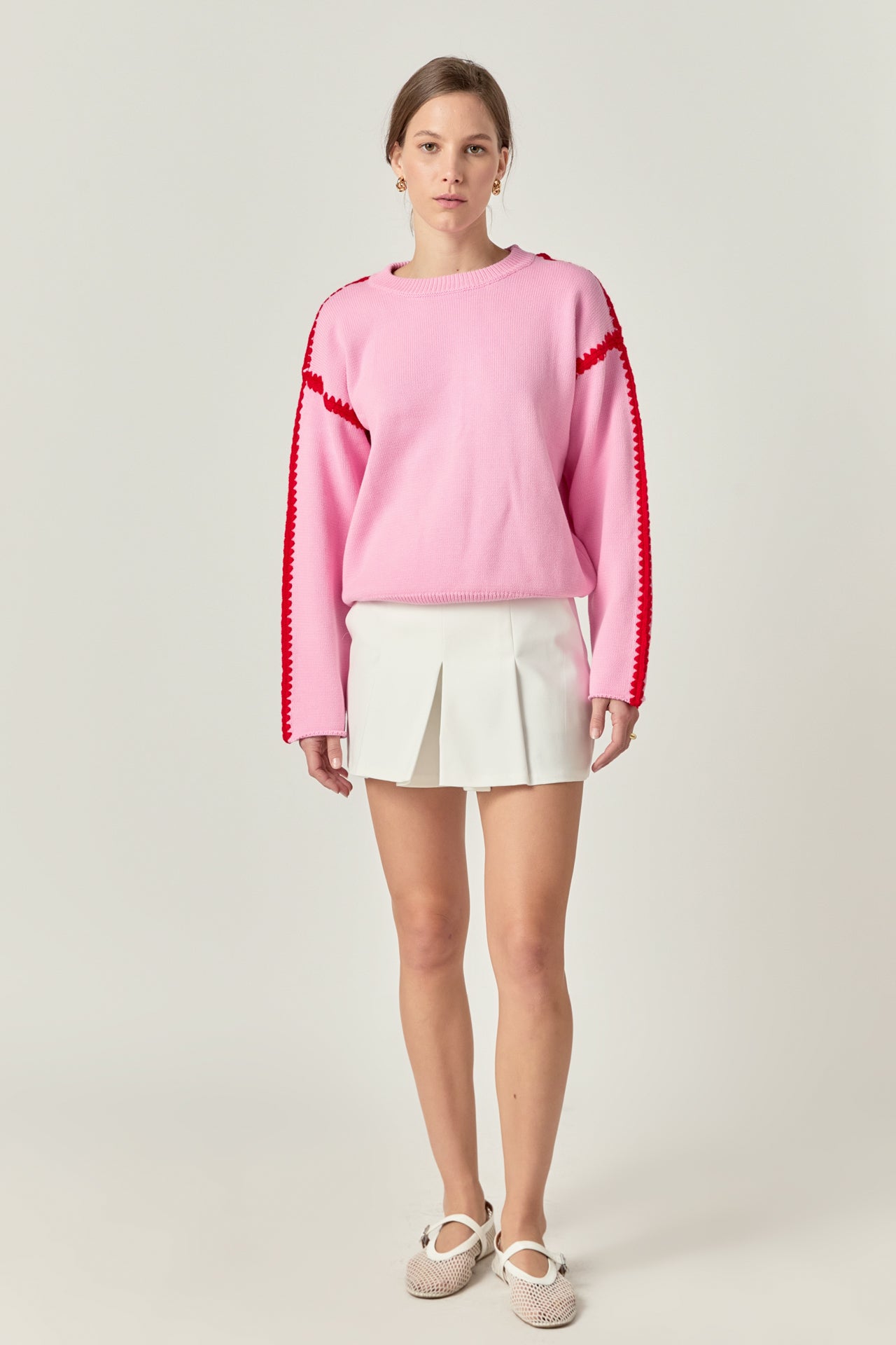 ENGLISH FACTORY - Joan Stitch Detailed Crew Neck Knit - SWEATERS & KNITS available at Objectrare