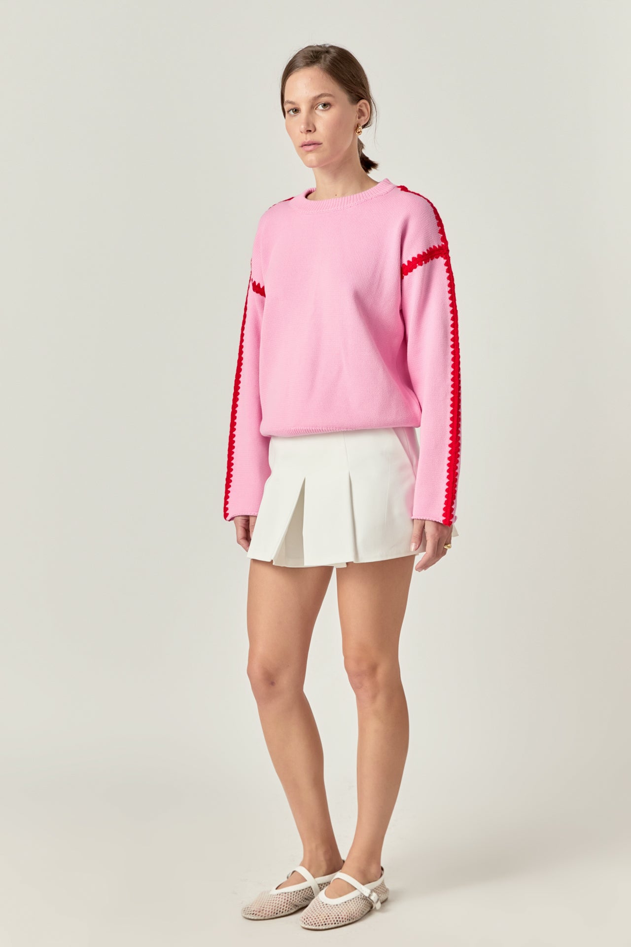 ENGLISH FACTORY - Joan Stitch Detailed Crew Neck Knit - SWEATERS & KNITS available at Objectrare