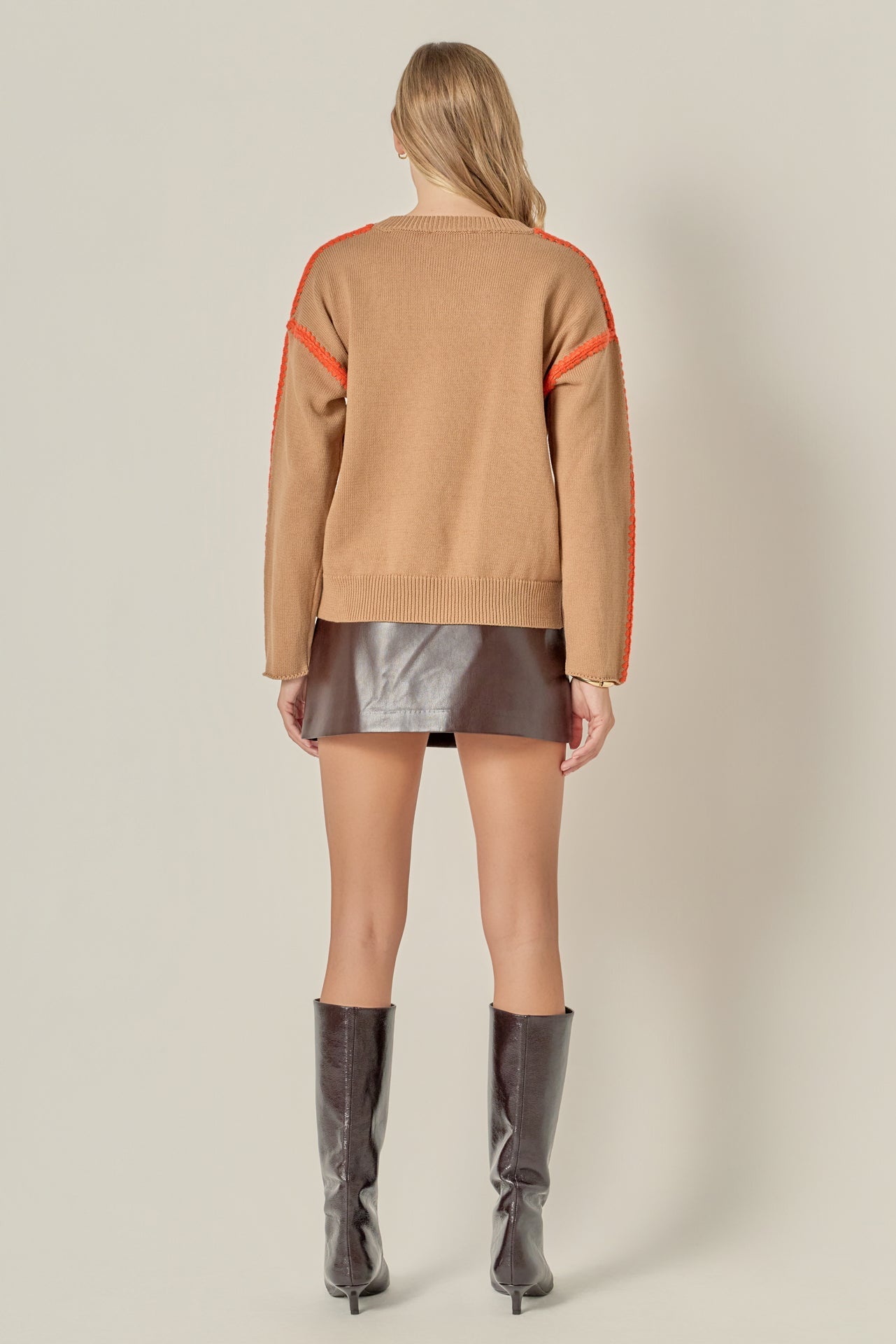 Stitch Detailed Crew Neck Knit