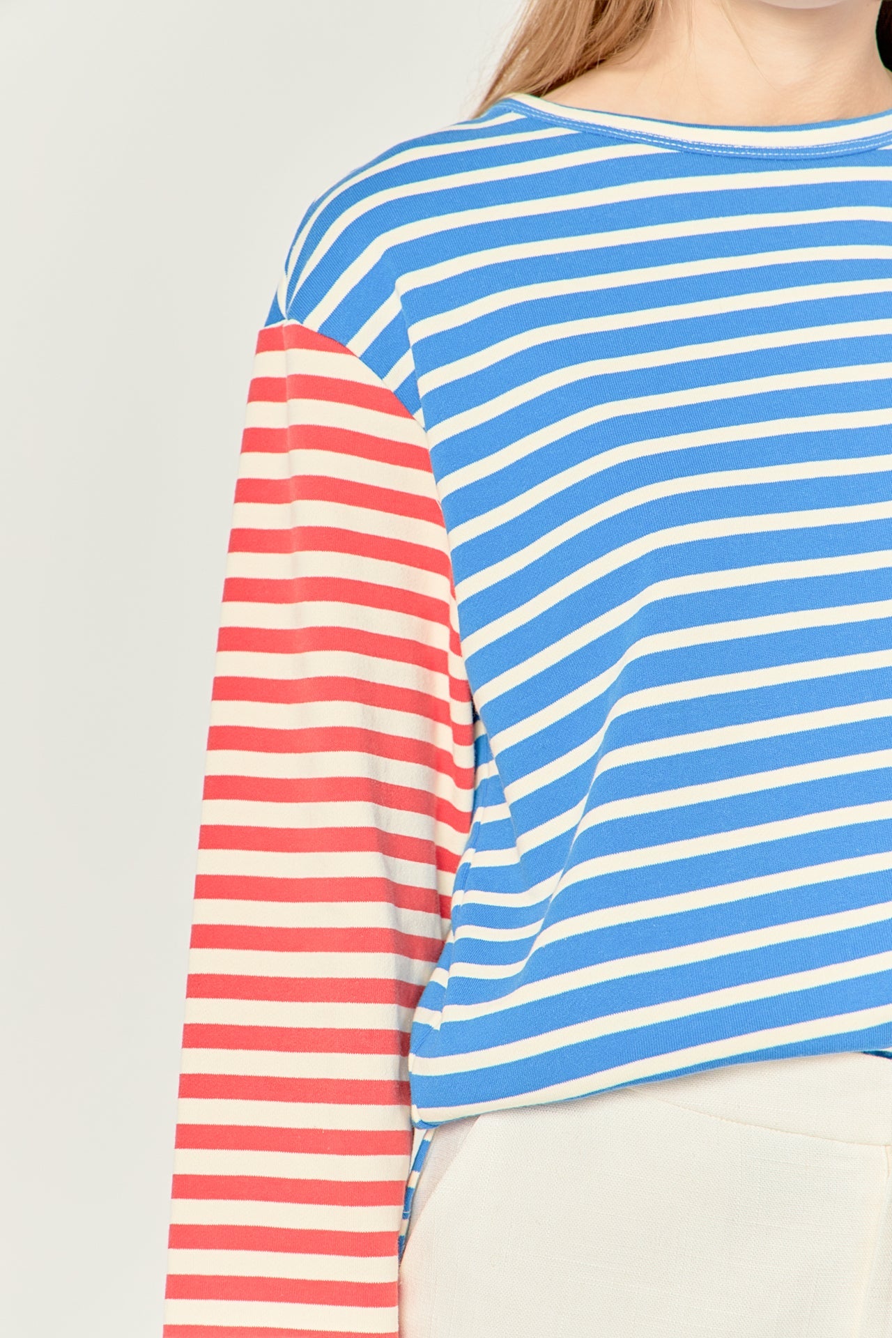 ENGLISH FACTORY - Striped Color Block Long Sleeve Tee - TOPS available at Objectrare