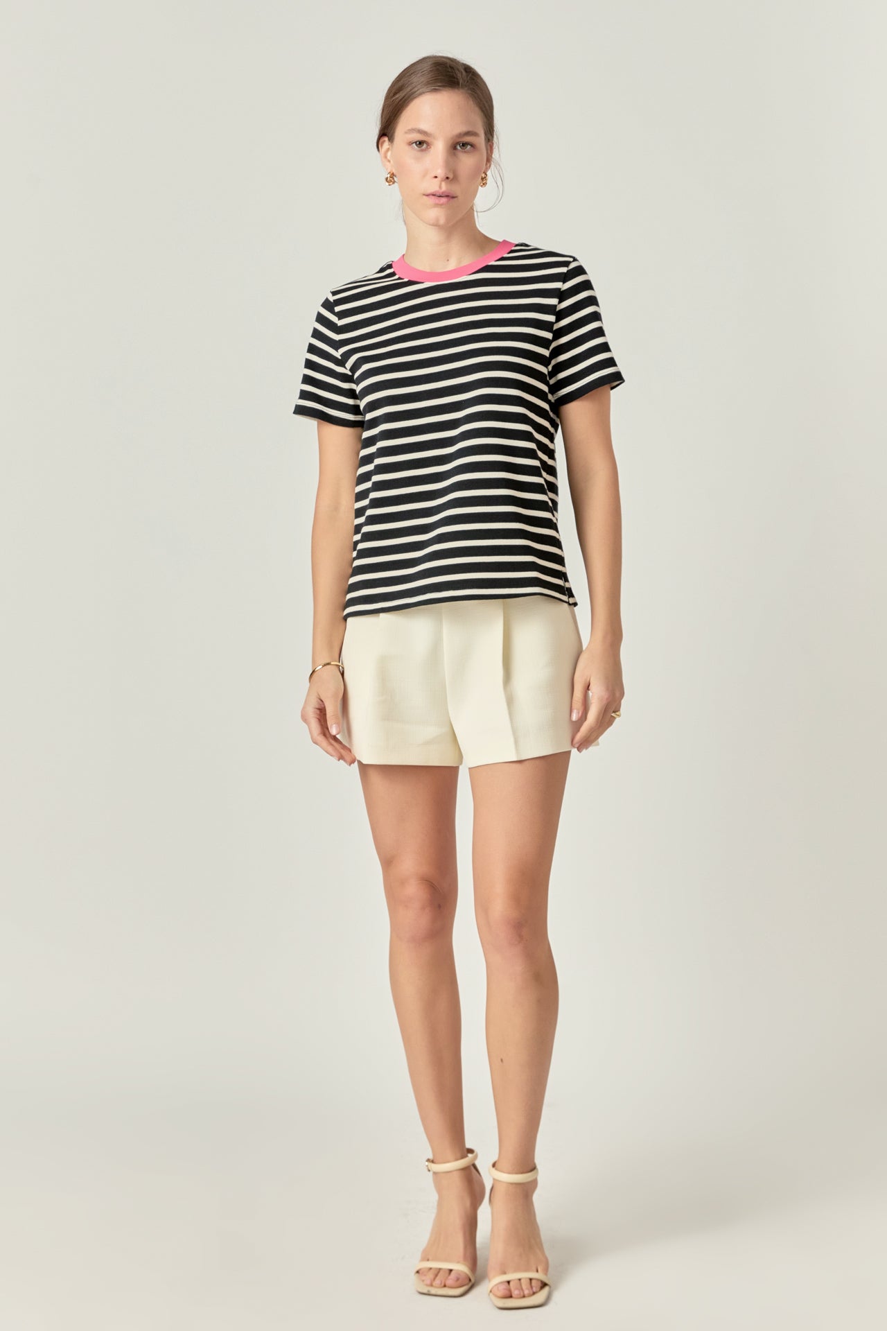ENGLISH FACTORY - Contrast Rib Stripe Short Sleeve T-shirt - T-SHIRTS available at Objectrare