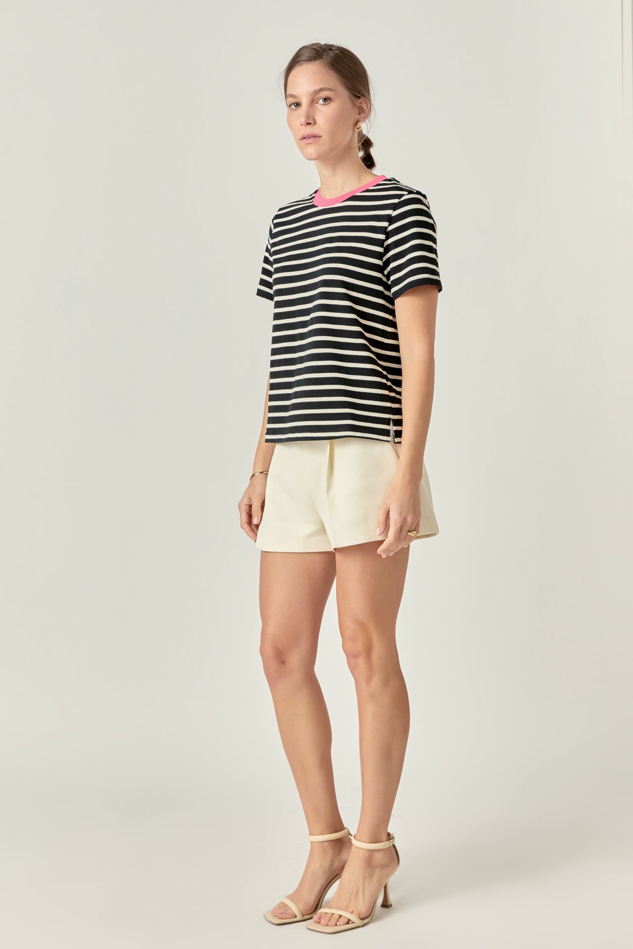 ENGLISH FACTORY - Contrast Rib Stripe Short Sleeve T-shirt - T-SHIRTS available at Objectrare