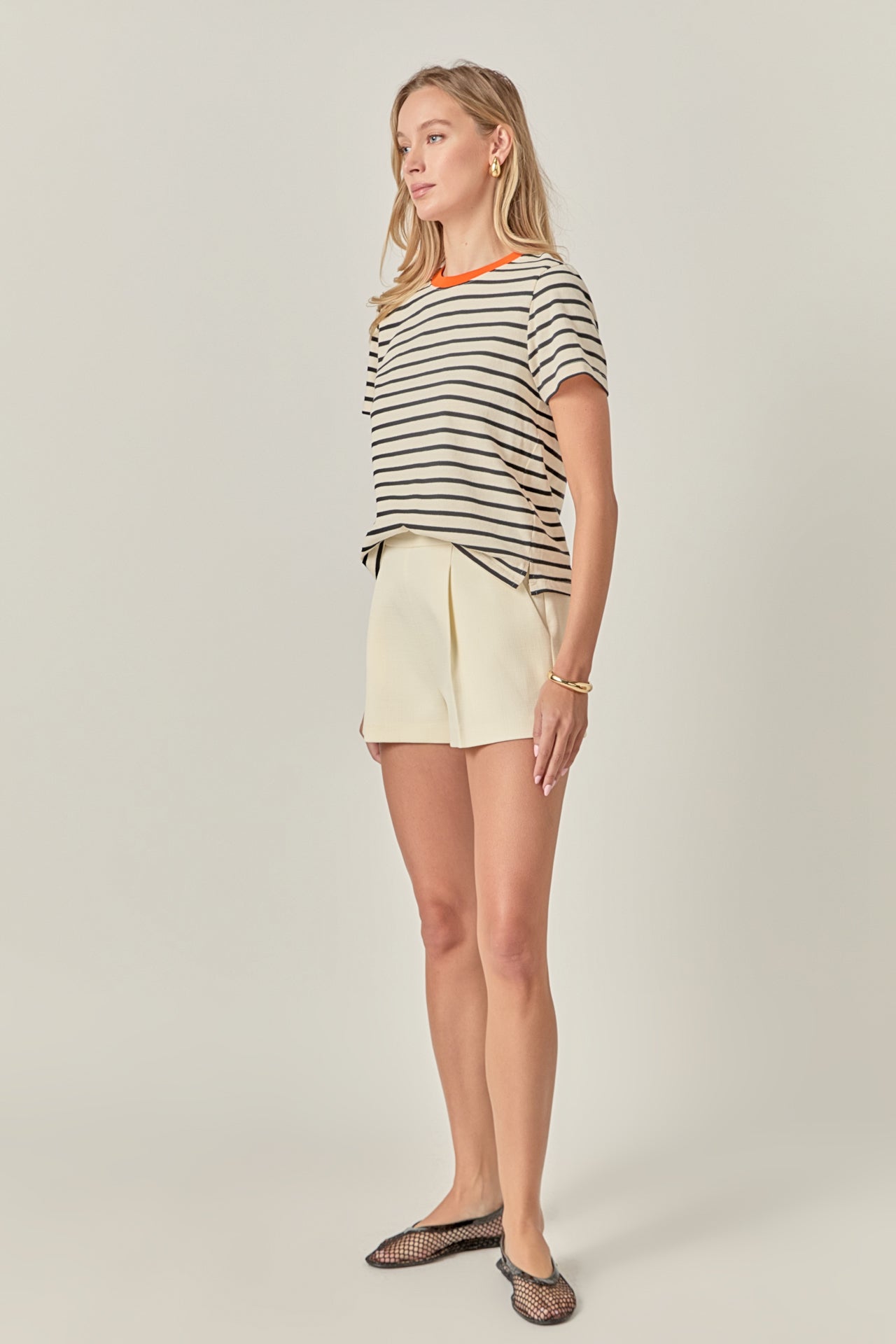 ENGLISH FACTORY - Contrast Rib Stripe Short Sleeve T-shirt - TOPS available at Objectrare