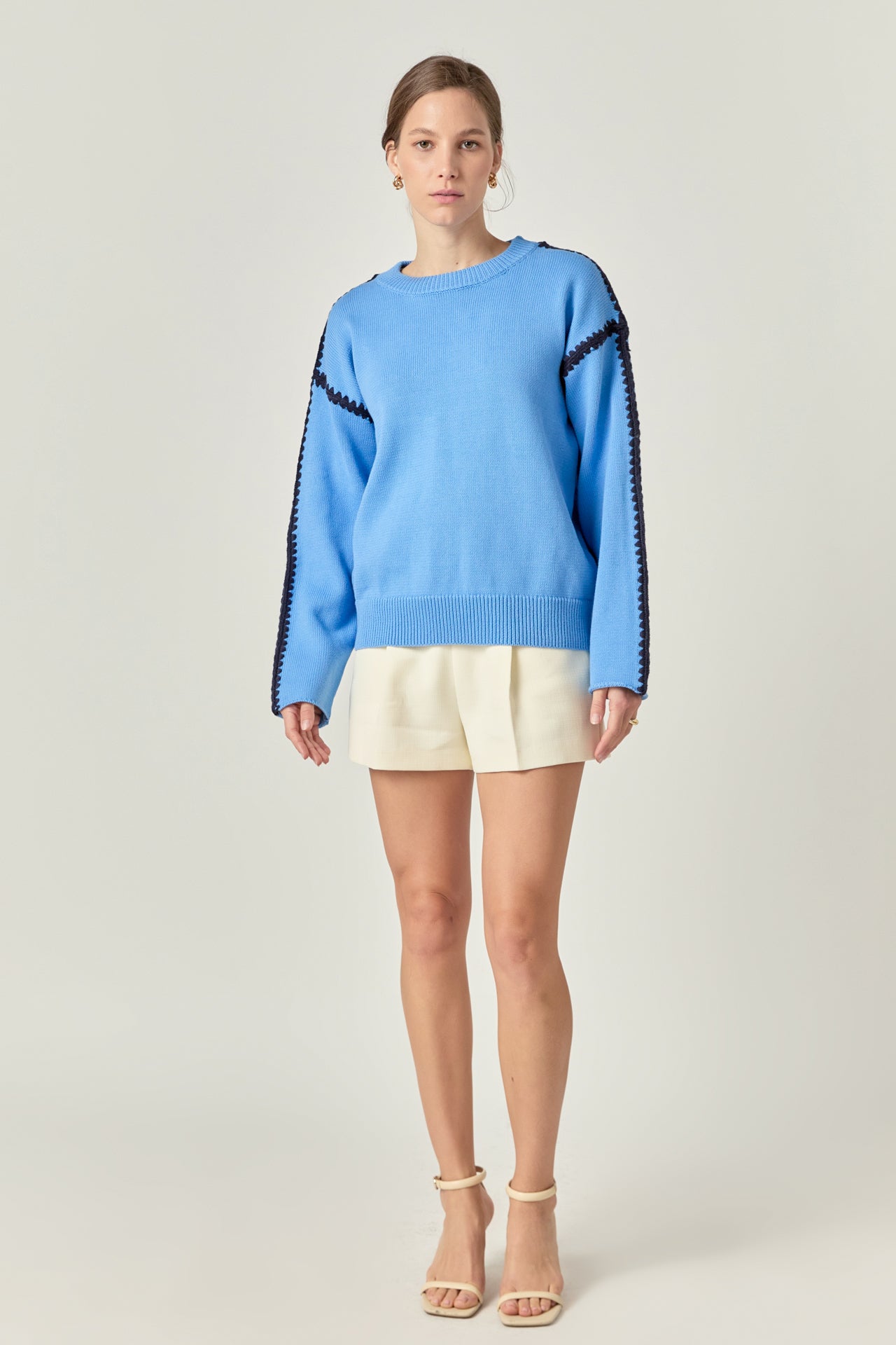 ENGLISH FACTORY - Joan Stitch Detailed Crew Neck Knit - SWEATERS & KNITS available at Objectrare