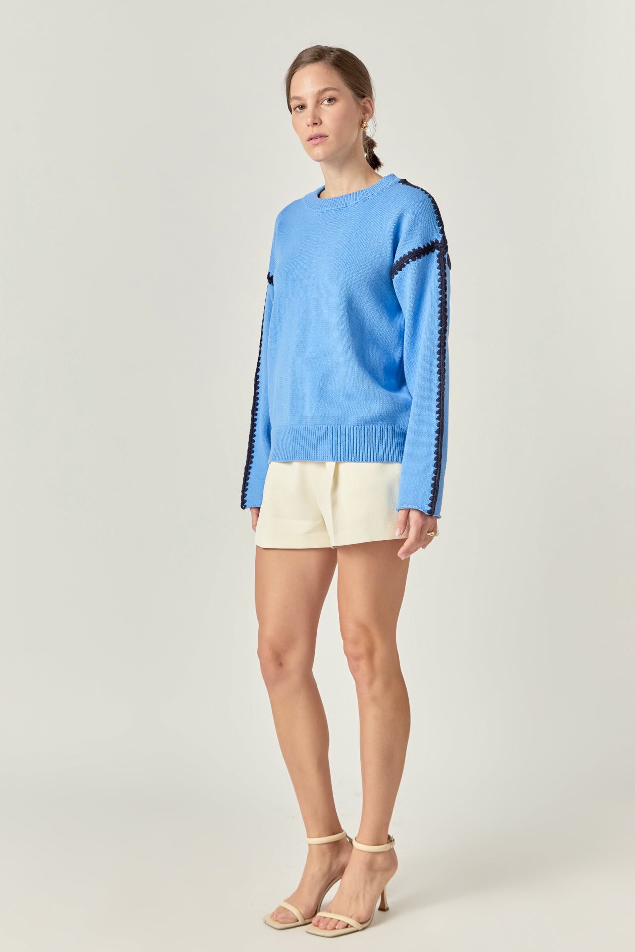 ENGLISH FACTORY - Joan Stitch Detailed Crew Neck Knit - SWEATERS & KNITS available at Objectrare