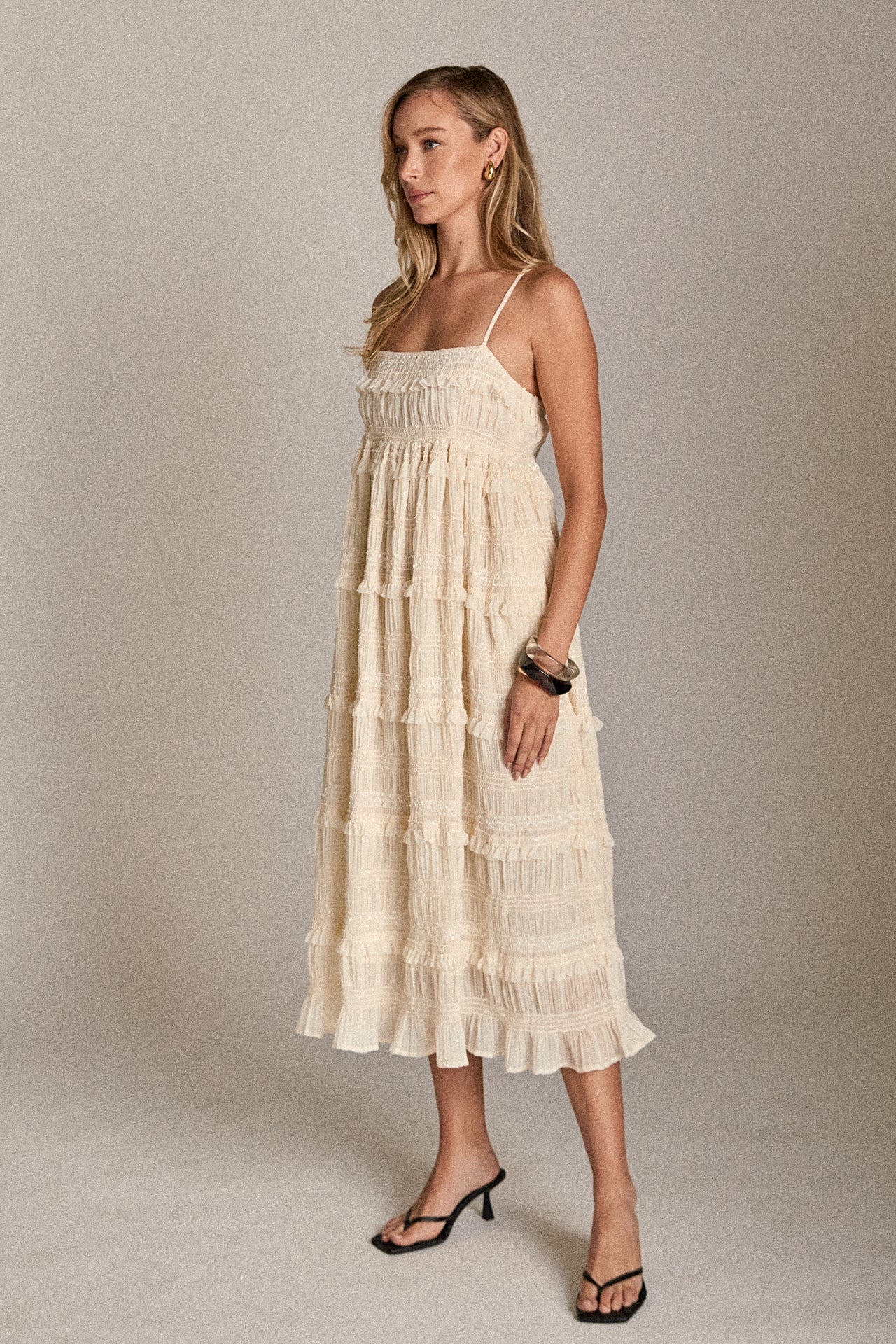 ENGLISH FACTORY - Smocked Sleeveless Midi Dress - DRESSES available at Objectrare
