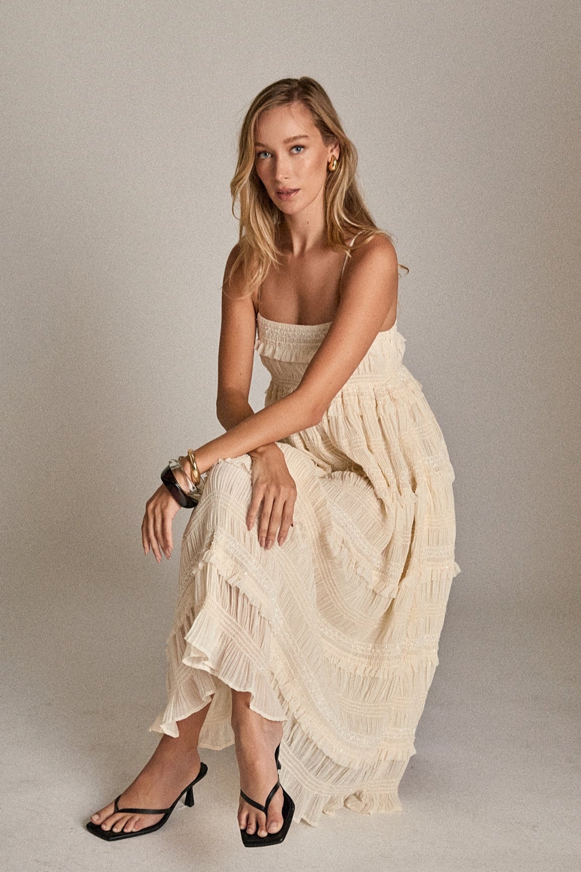 ENGLISH FACTORY - Smocked Sleeveless Midi Dress - DRESSES available at Objectrare