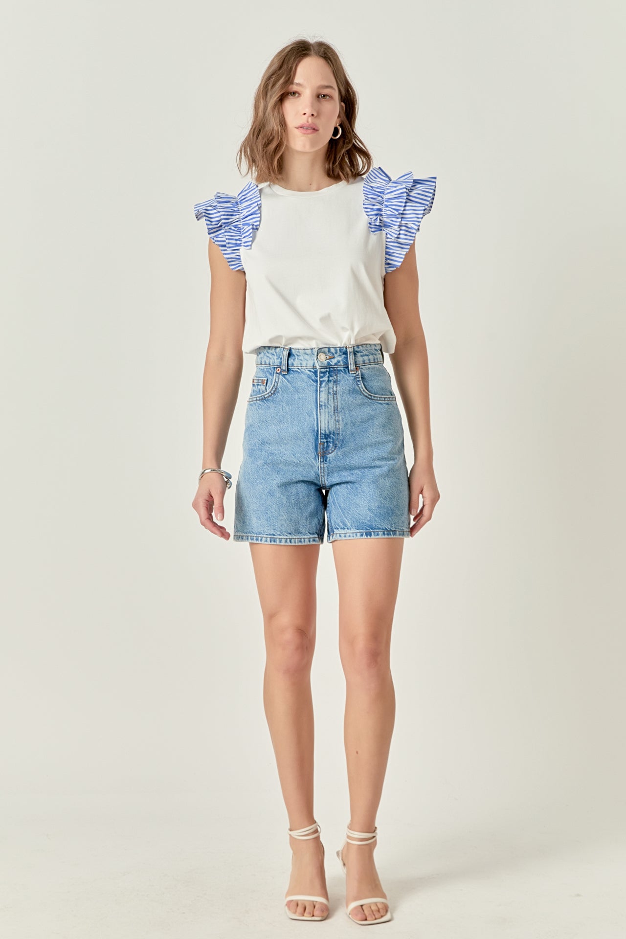 ENGLISH FACTORY - Striped Statement Sleeve Tee - TOPS available at Objectrare