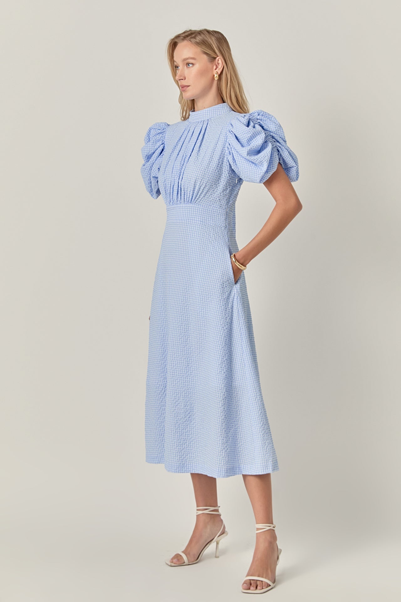 ENGLISH FACTORY - Gingham Charm Midi Dress - DRESSES available at Objectrare